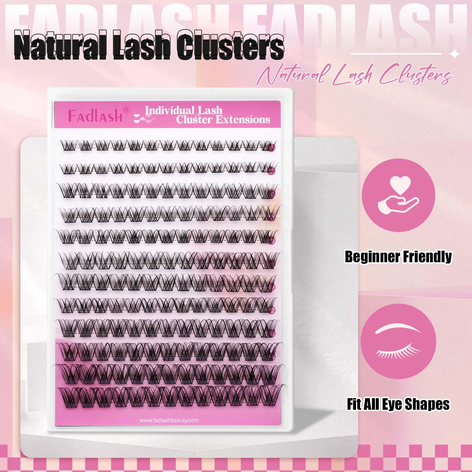 FADLASH Faux Cils FADLASH Cluster Individuel Cils a Cils 144pcs 0.07D 8-16mm DIY Réutilisable Extension Cils Bouquet(F5)