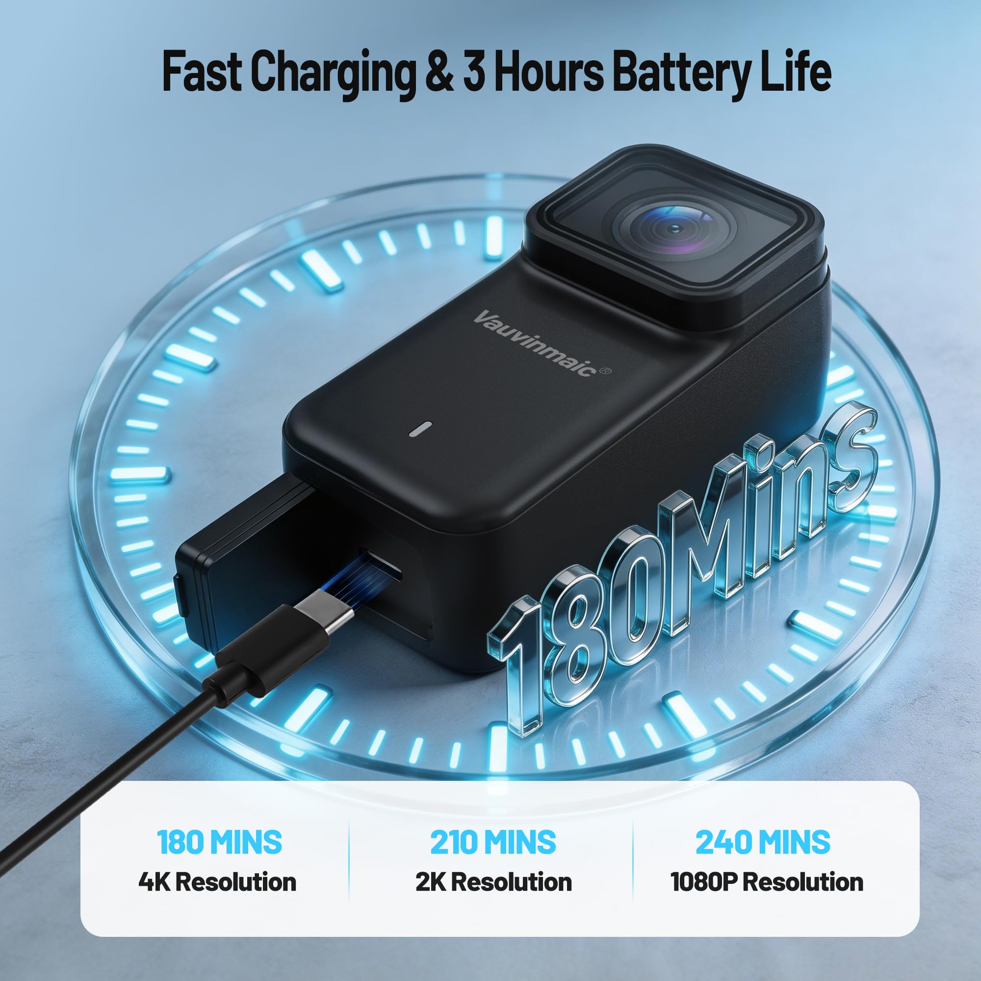 4K Body Camera with WiFi, POV Action Cam for Motorcycling Skiing Cycling Vlogging Sports, Magnetic Wearable Thumb Camera for Hands-Free Recording, Waterproof Portable Video Recorder, 64GB Card, Black - 4