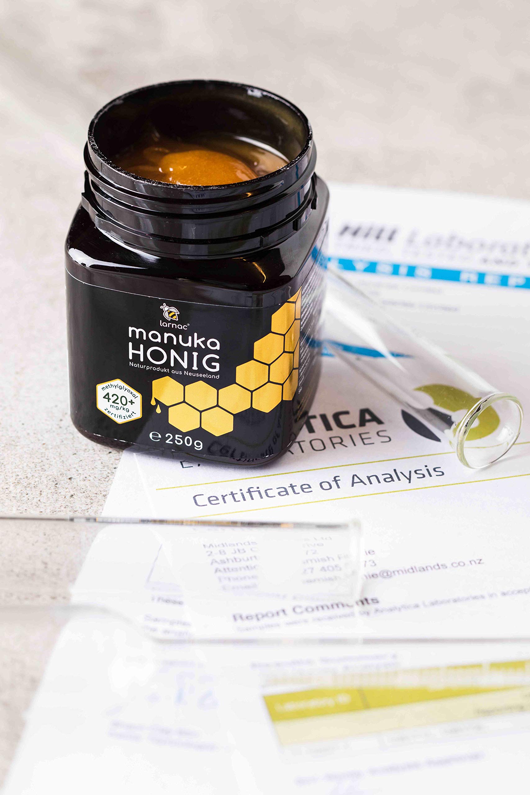 Larnac Manuka Honig MGO 420+ aus Neuseeland, 250g, Methylglyoxal zertifiziert