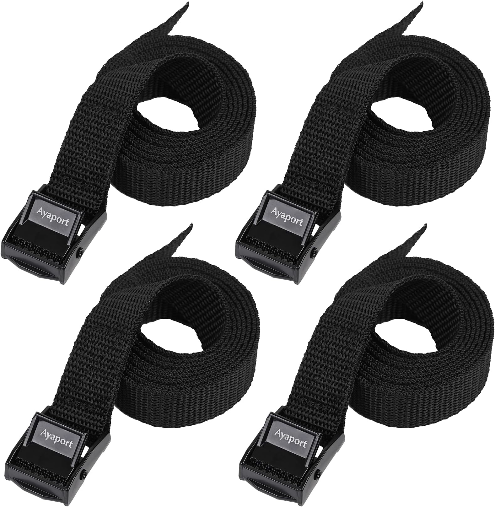 Ayaport Lashing Straps with Buckles Adjustable Cam Buckle Tie Down Cinch Strap for Packing Black 4 Pack