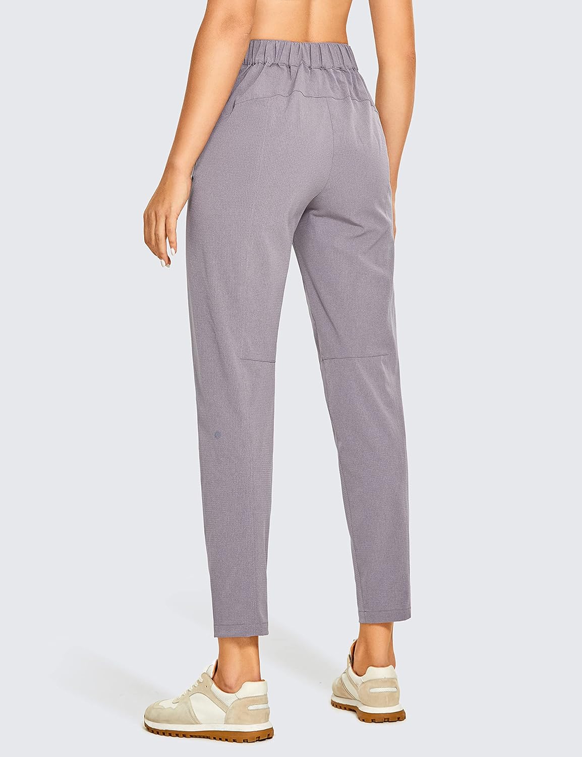 CRZ YOGA Women's Lightweight Breathable Workout Pants Zip-Fly Elastic High Waist Travel Pants with Button Closure