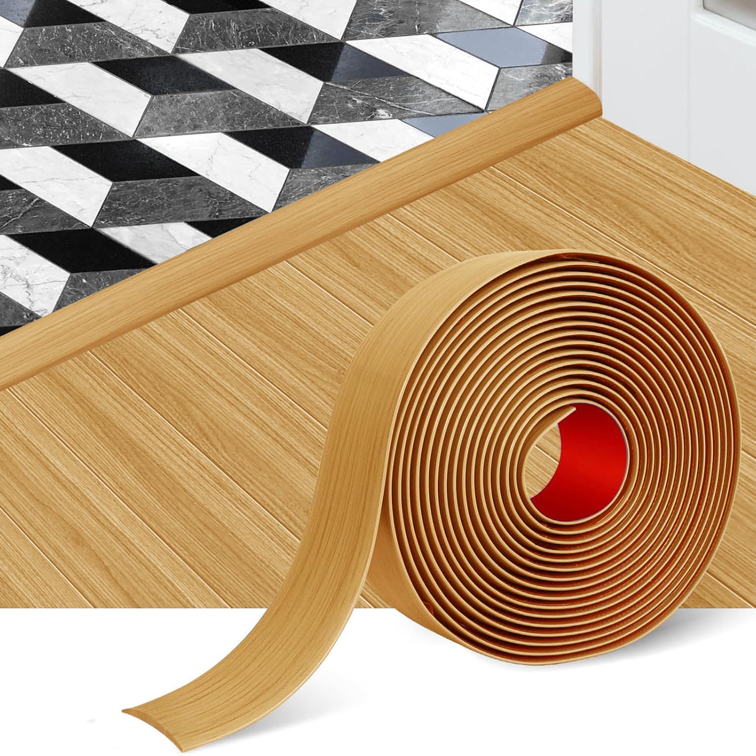 Listwa progowa do podłóg laminowanych, 5 cm listwa progowa z PVC, samoprzylepna listwa progowa, listwa progowa do drzwi, listwa progowa do łączenia szczelin podłogowych (Aspen Żółty, 2 m)