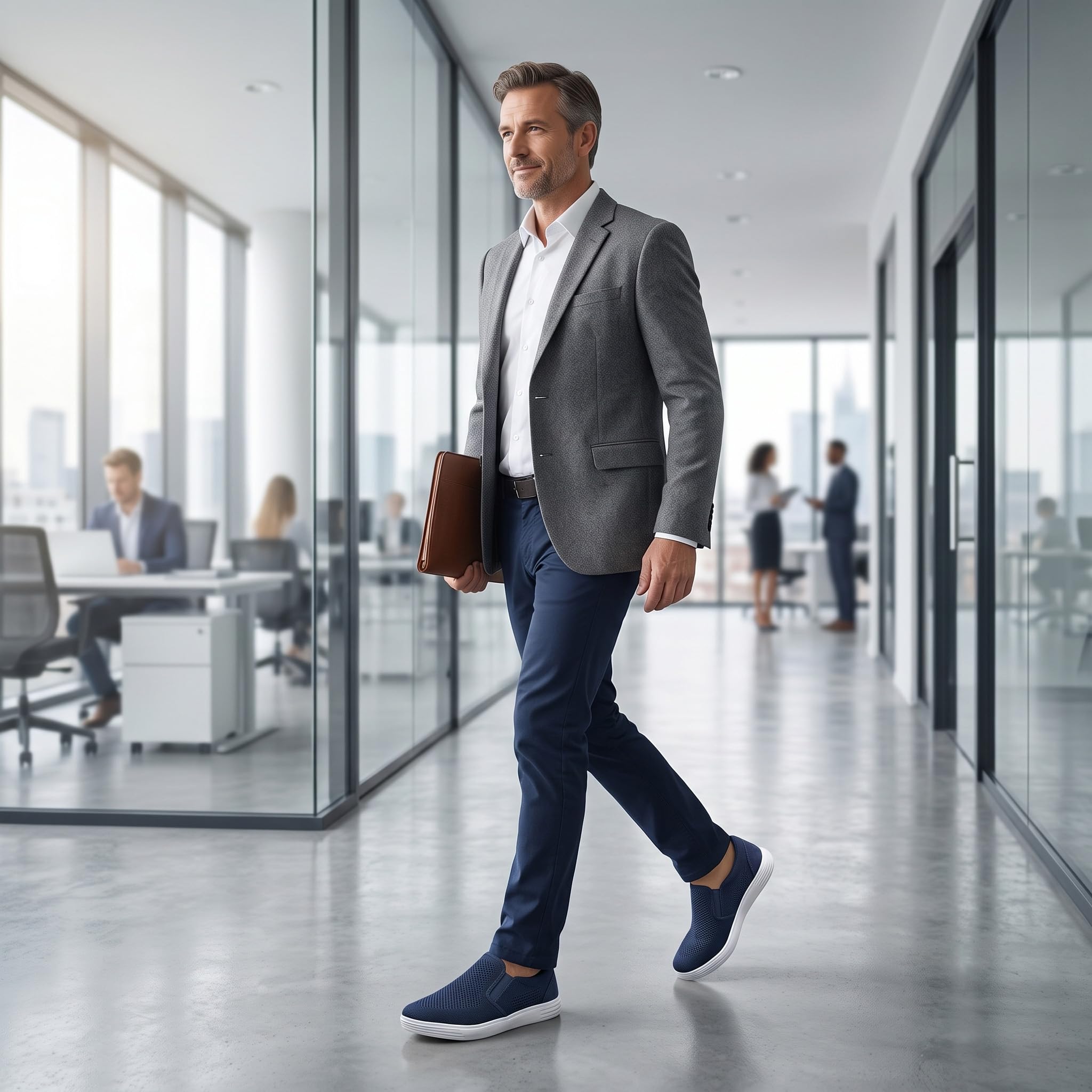 Puxowe Zapatillas de Deporte para Hombre Deslizamiento en Zapatillas de Ocio Ligeras Atmungsaktiv Netz Manos Libres Zapatillas Planas