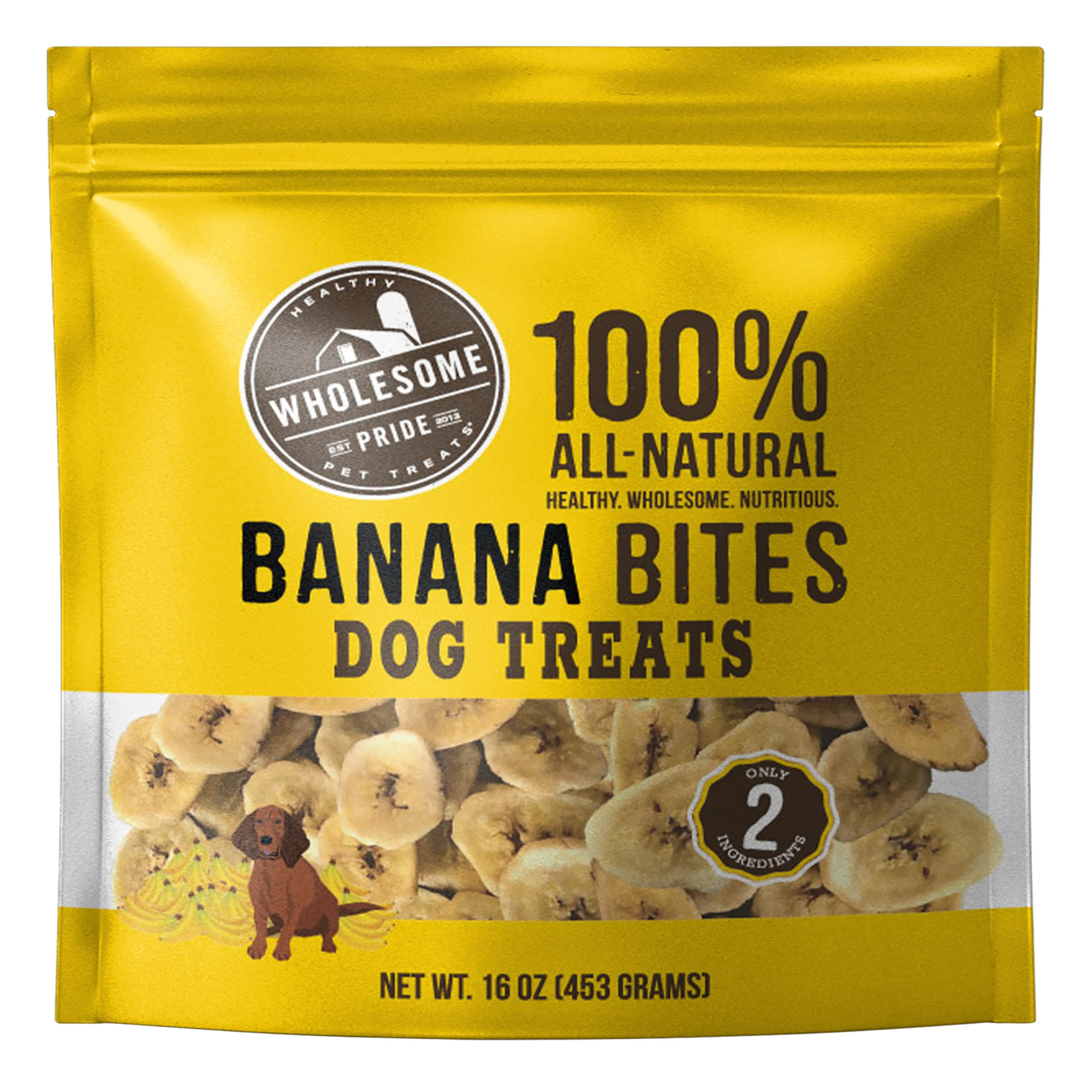 Wholesome Pride Banana Bites - Zuccheriera per cani, 2 ingredienti, banane e olio di cocco, senza cereali, 473,6 g