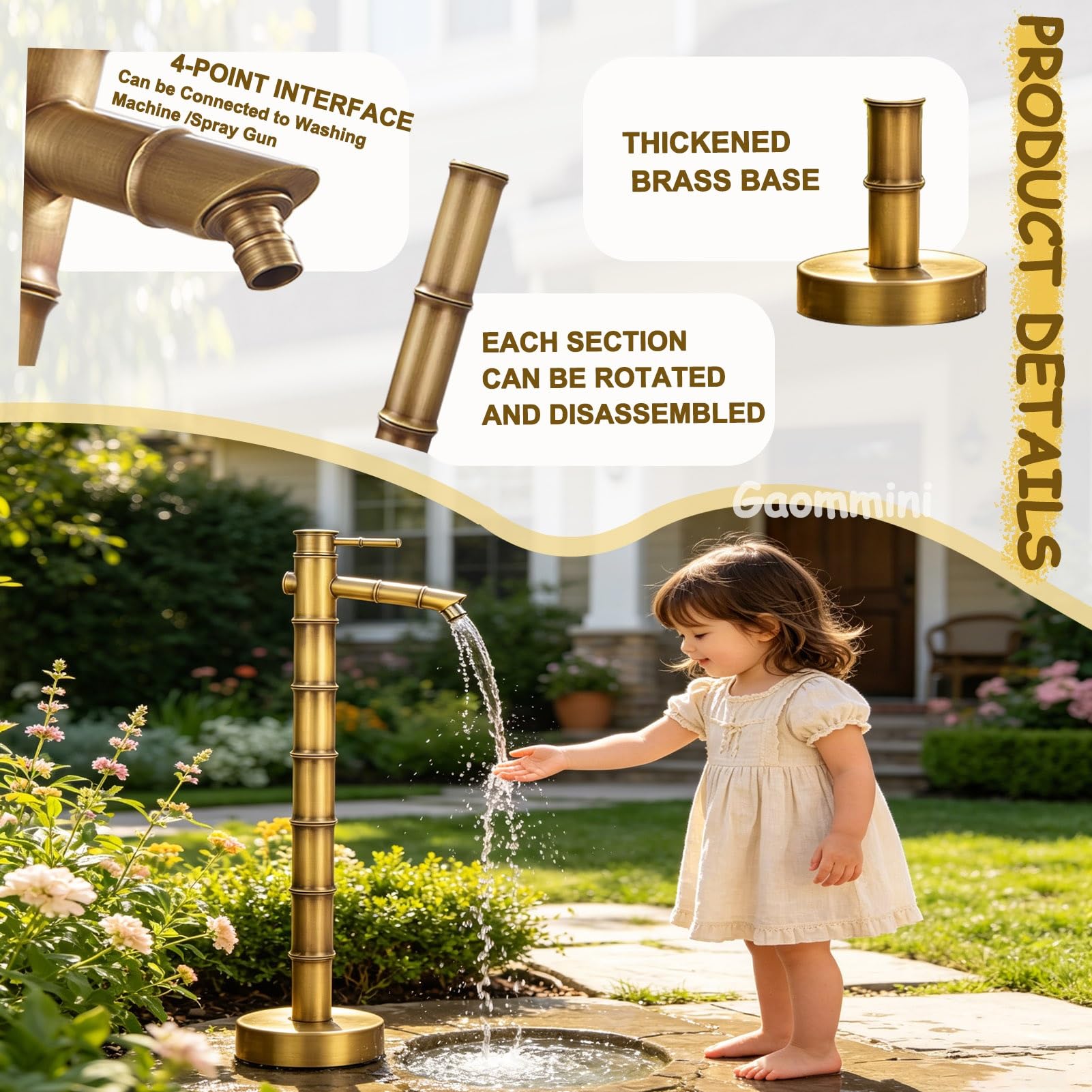Grifo de columna de jardín de cobre, grifo resistente a las heladas, hidrante vertical independiente con soporte para manguera, dispensador exterior para jardín y patio trasero