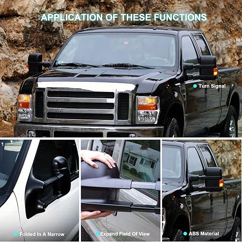 Miniatura 3 de SCITOO Espejos laterales derecho para pasajeros 2008-2016 para Ford F-250 para F-350 para F-450 para F-550 Super Duty con señal de giro calentada