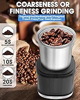 Vista 6 de Molinillo de café eléctrico, potente motor de 250 W, máquina para el hogar con capacidad de grano de café de 2.65 oz, para frijoles, especias