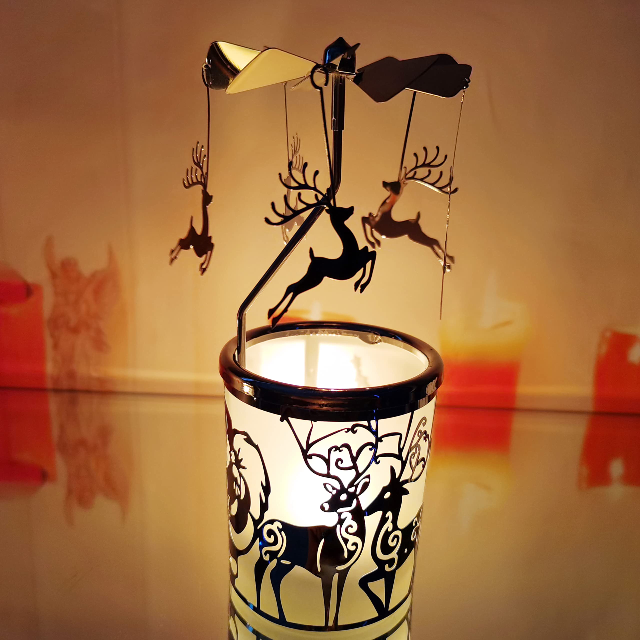 Draaibare glazen kandelaars, roterende metalen kandelaar voor theelichtjes, huisdecoratie, cadeaus voor moeder, verjaardag, bruiloft