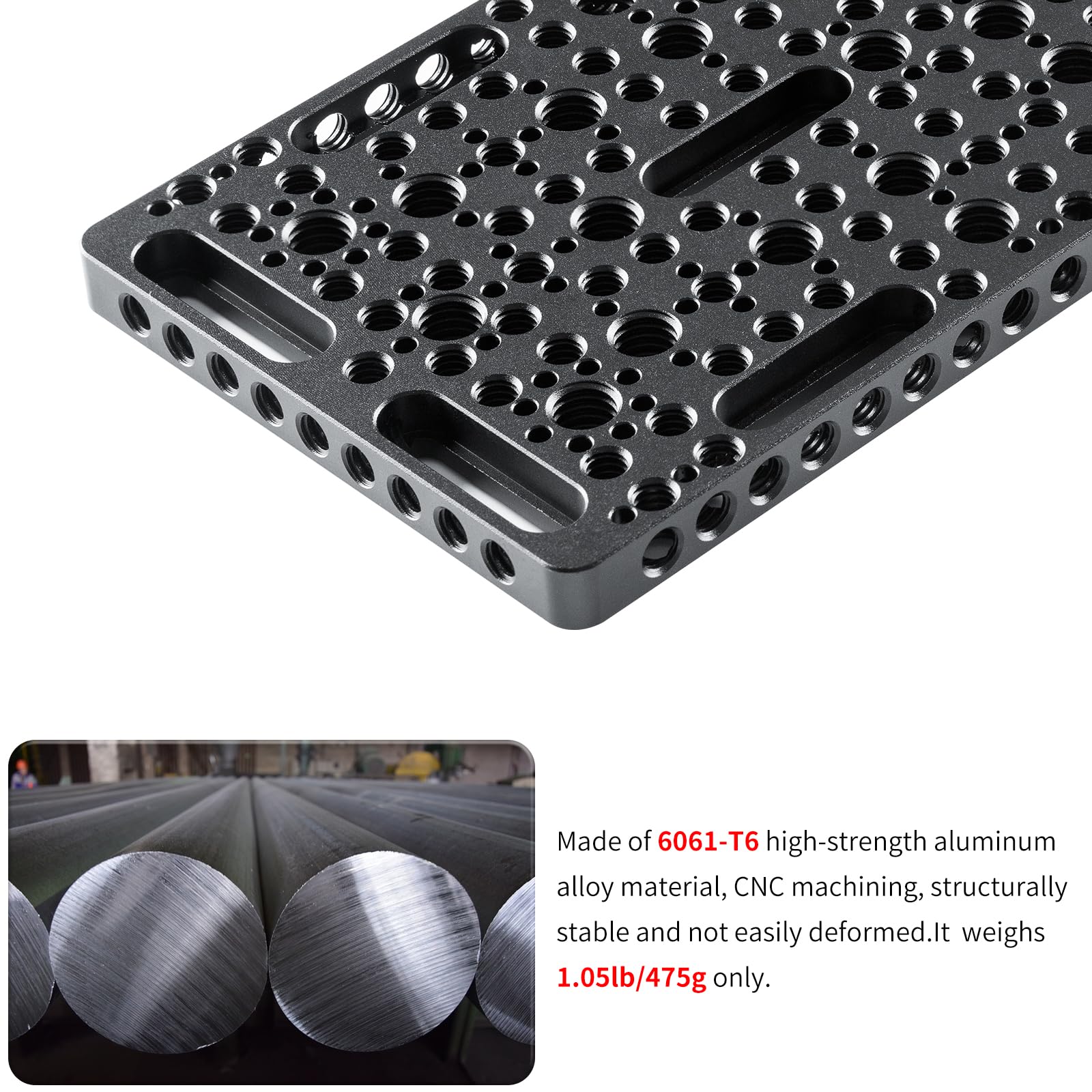 INNOREL CP3010 30 * 10 cm Placa Multifuncional para Queso con roscas de 1/4" y 3/8", Placa de Montaje Intercambiable con Orificios de posicionamiento ARRI Integrados para cámara y trípode