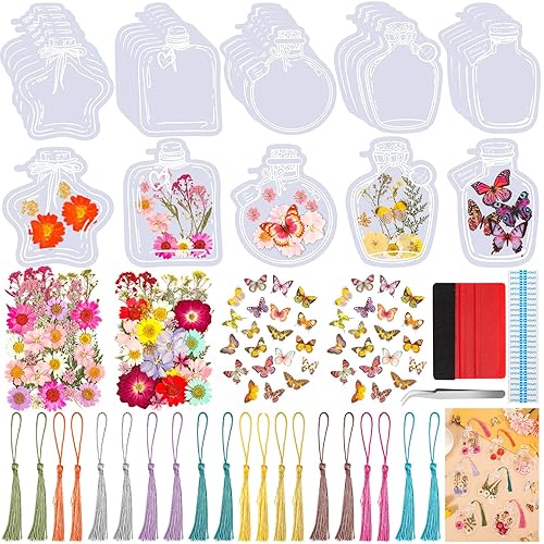 212 PCS Pressed Flower Bookmark Making Kit, DIY Clear Bottle