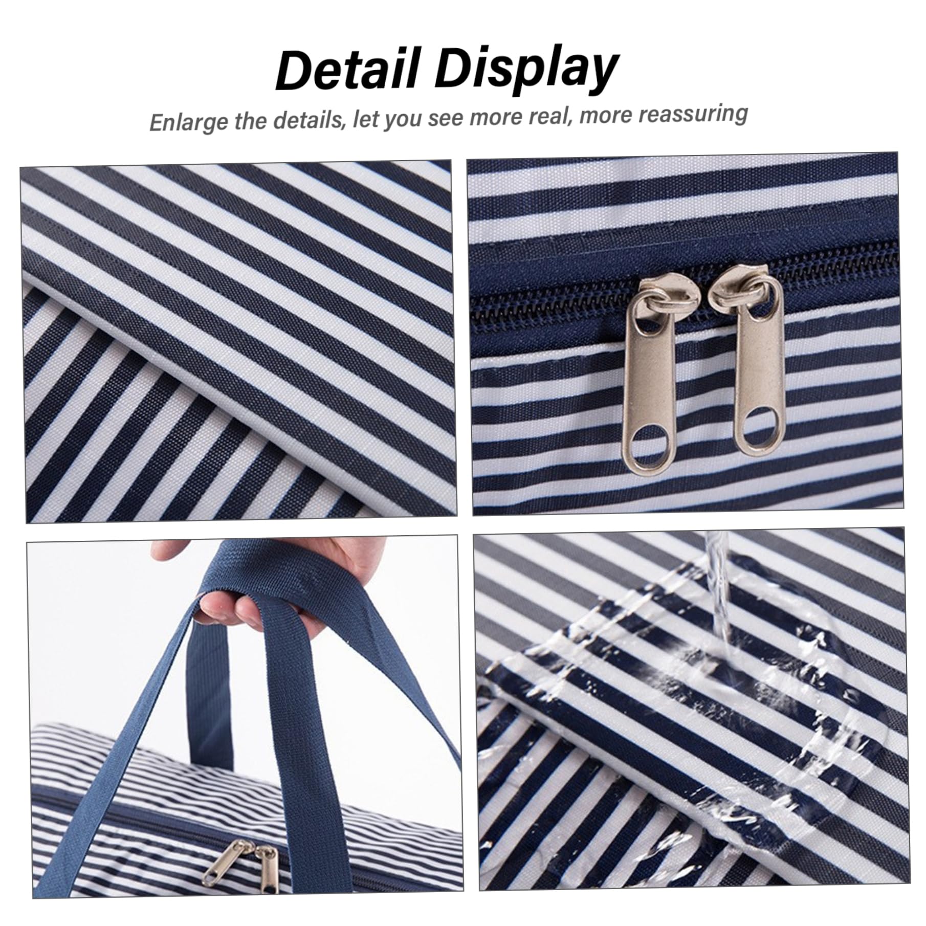 Bolsas para mudanzas, 17x13x7, Impermeables, a Rayas, Almacenamiento de Tela Oxford para Viajes con asa, Cremallera para Ropa de sábanas de edredón