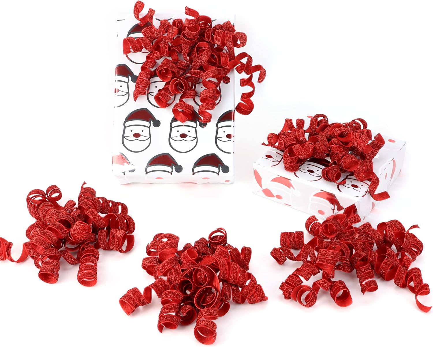 6" Metallic Glitter Red Self Adhesive Curly Ribbon Gift Wrap Bows for Christmas, Holiday, Birthday, Wedding, Presents, Party Favors Decorations 6-Count - Image 7