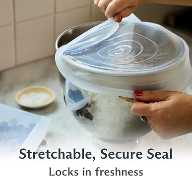 Stasher Premium Reusable Silicone Stretch Lids, Clear, 3-Pack, Large