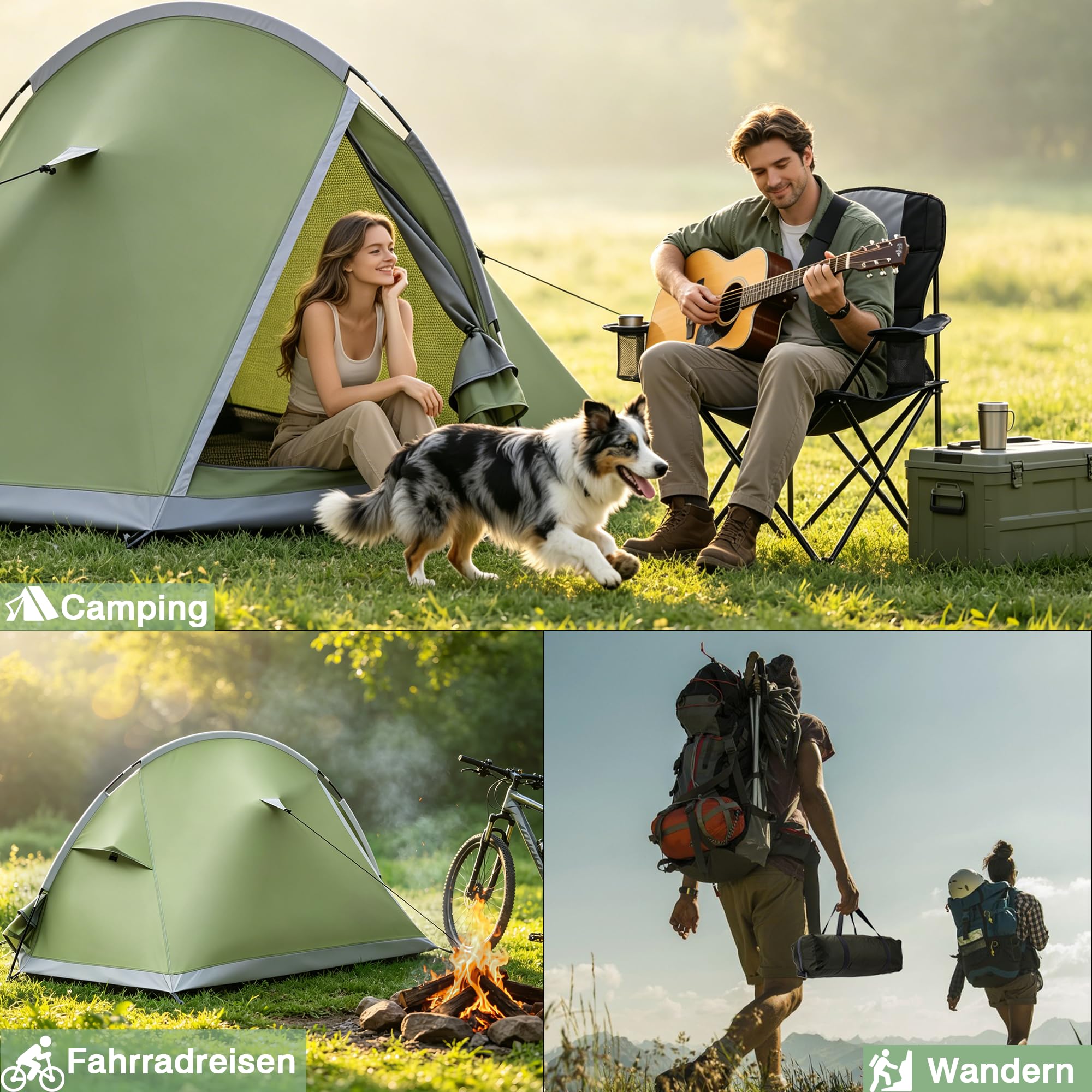 Zelt 2 Personen,Camping Zelt mit Moskitonetz Wasserdicht Kuppelzelt Ultraleicht Zelte Kleinem Packmaß Familienzelt Camping Tent Für Trekking