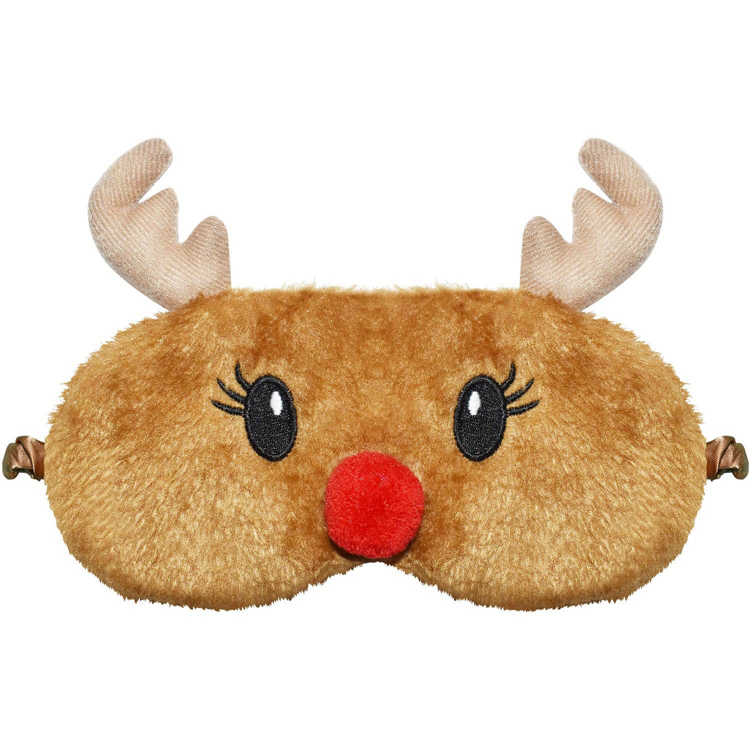 FUNAUPGO Christmas Reindeer Sleeping Mask Eye Mask Cute Animal Rudolph Sleep Mask Soft Plush Blindfold Funny Eye Cover