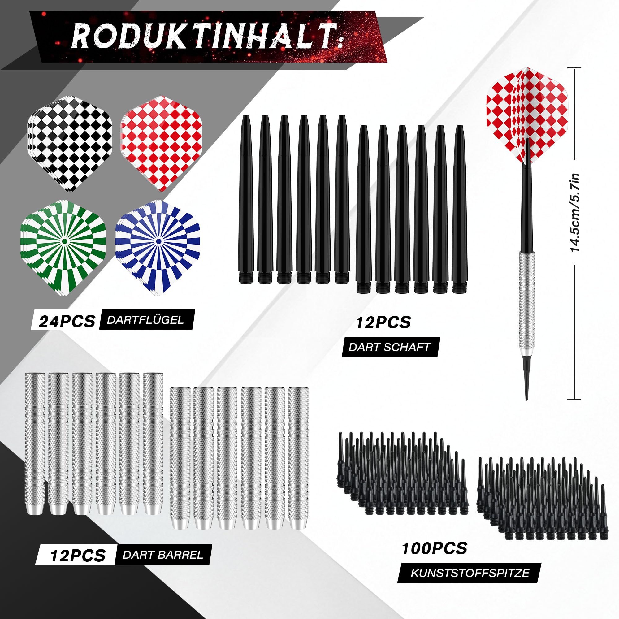 Image secondaire de Ensemble de Fléchettes Souples Vonsera avec 12 Fléchettes et 100 Embouts