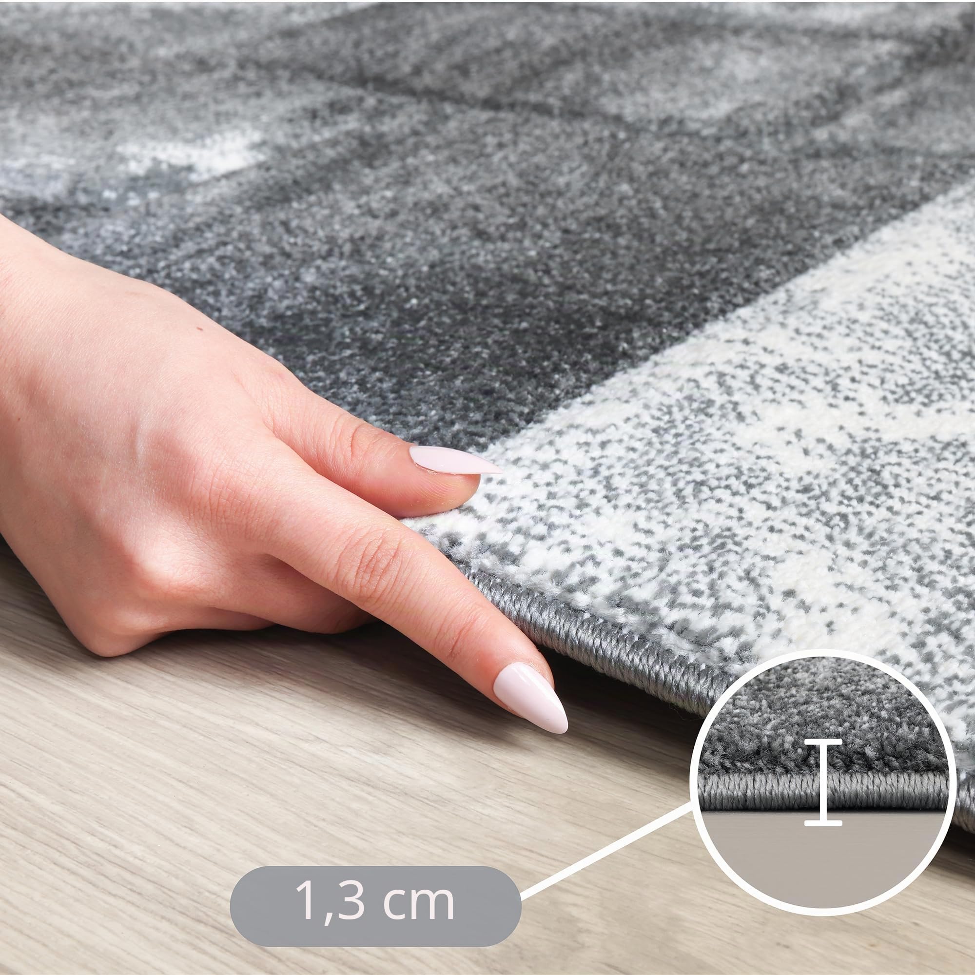 Carpetsale24 Alfombra Salon de Pelo Corto 160x230 cm Gris-2 - Alfombras de Habitacion diseño a Cuadros Sala de Extrasuave - Moderna Alfombra Dormitorio, Alfombra Cocina, Tapete Sala