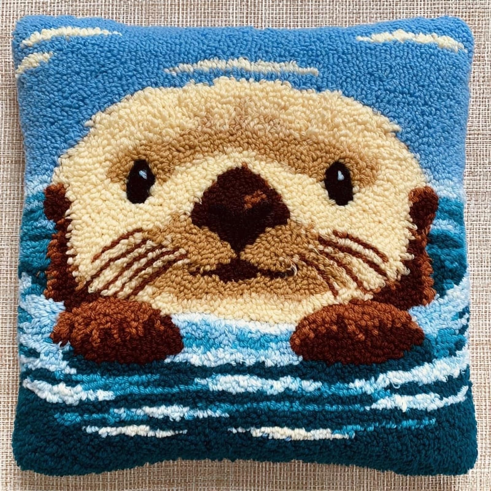 AxiangziK Pre-Printed Latch Hook Cushion Kits,Animal Otter