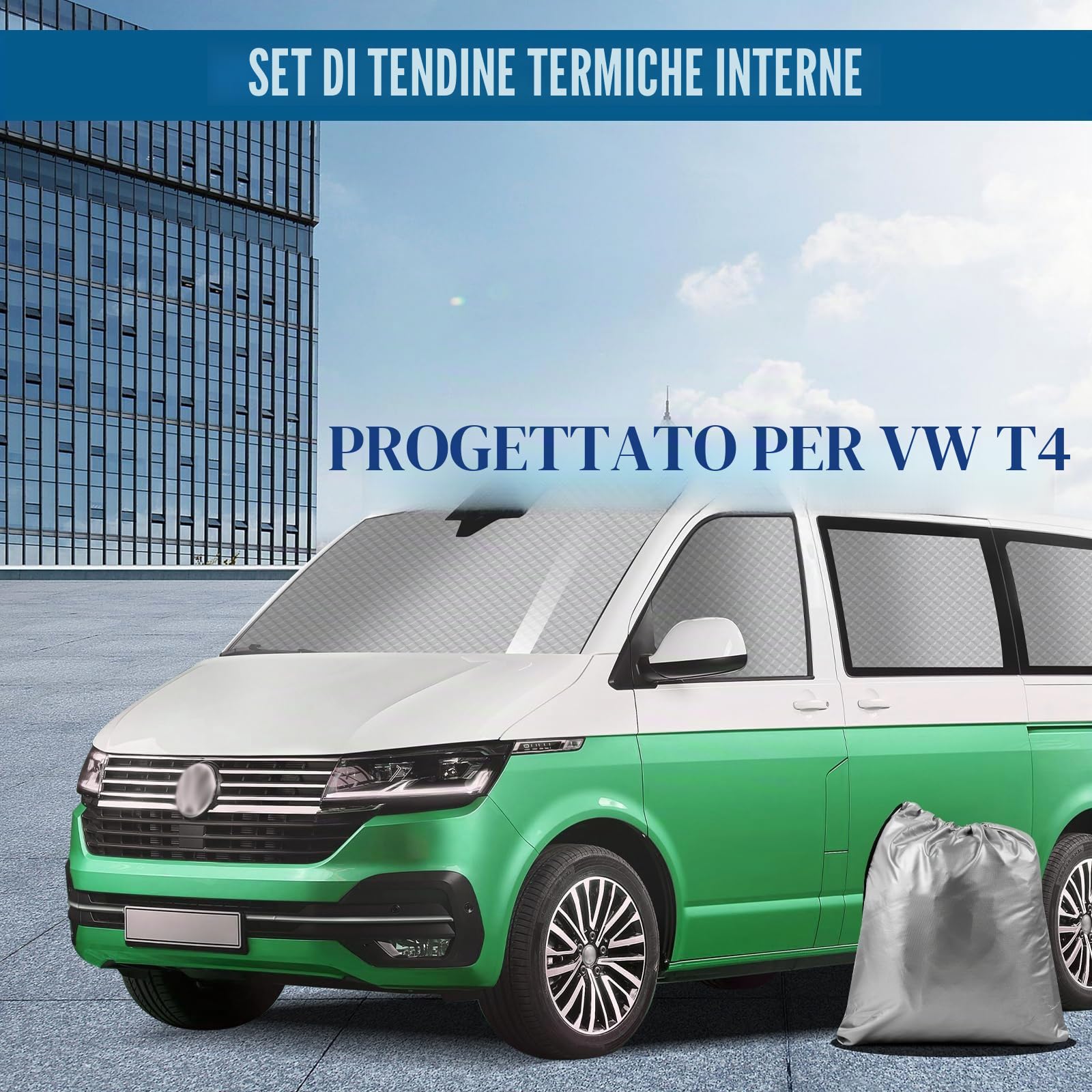 Set di 8 tappetini termici per cabina auto LWB VW T4, di lusso interno parasole per auto, set di tende termiche, oscuranti, protezione solare per parabrezza