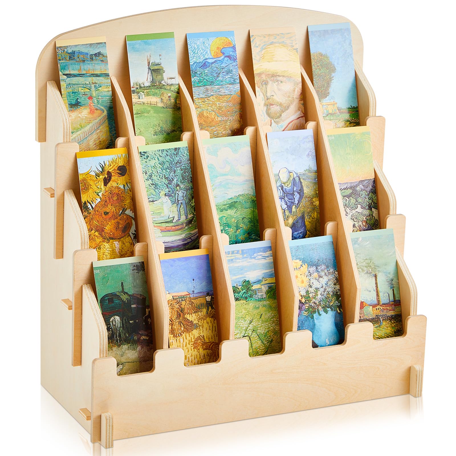 Yuntau Bookmark Display for 2.2'' Bookmark, Adjustable Dividers, Portable Sticker Holder, Curved Pockets Greeting Card Display for Business Vendor,