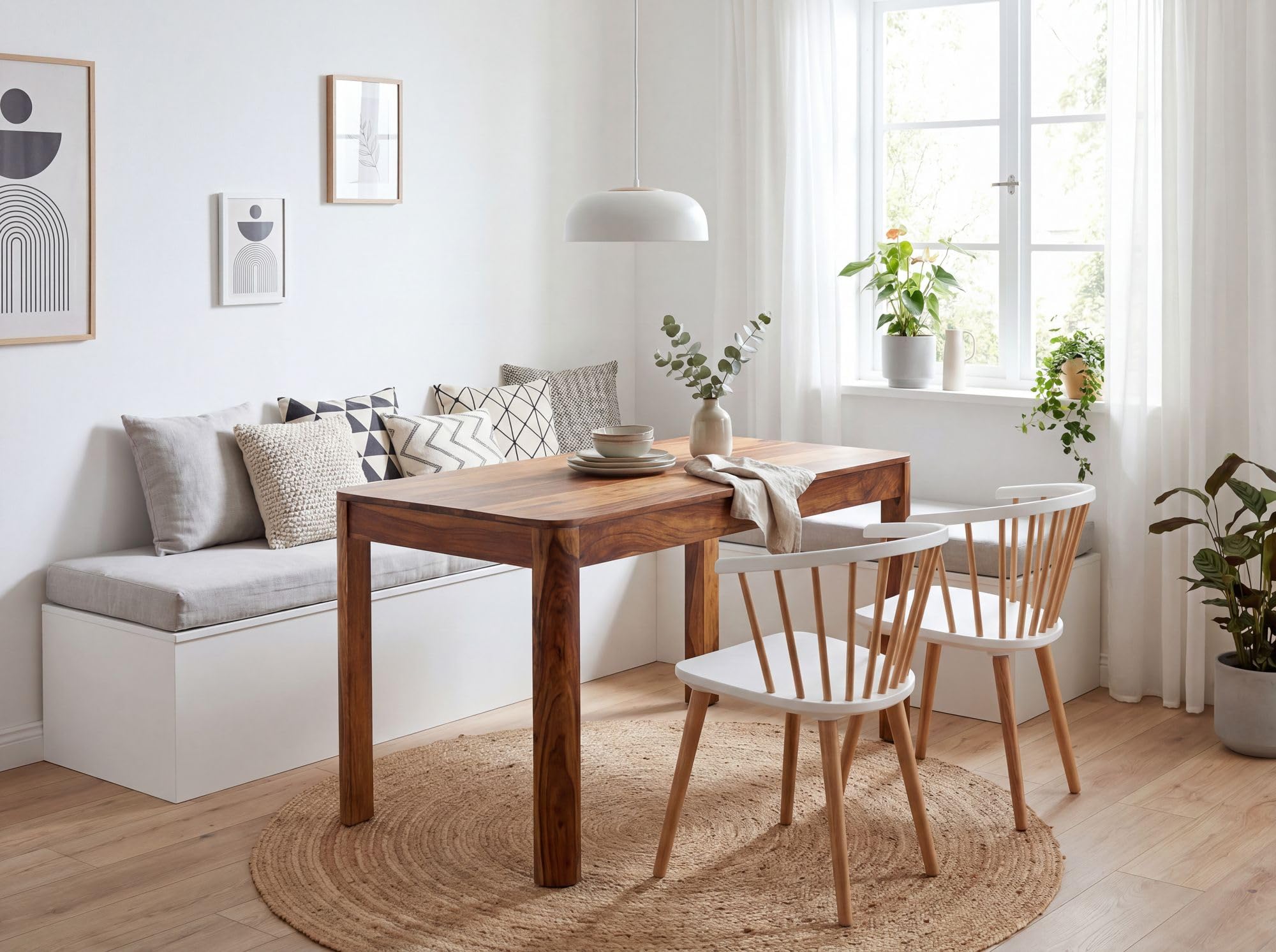 FineBuy Stół do Jadalni 120x60x76 cm Lite Drewno Sheesham dla 6 Osób
