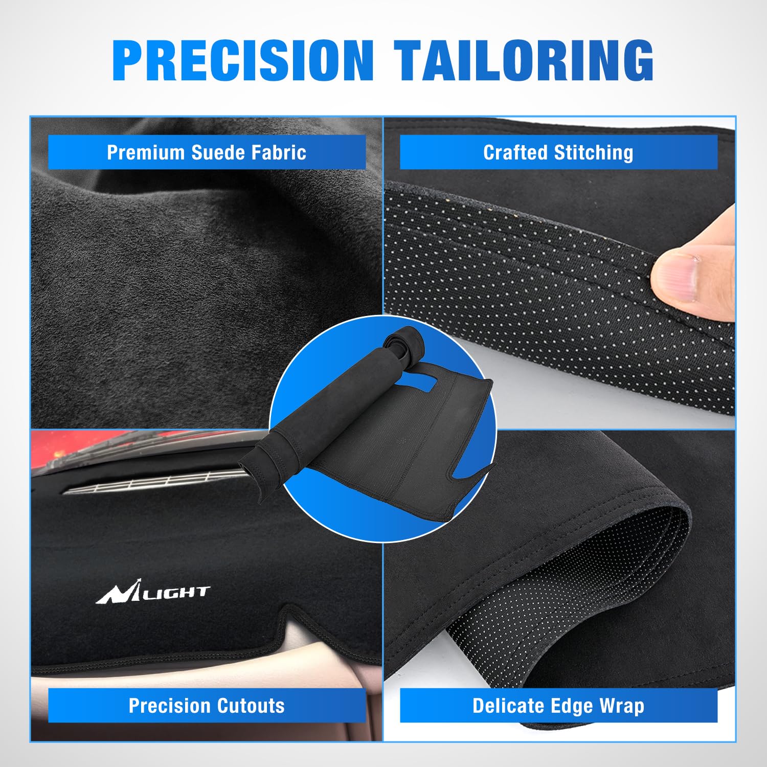 Nilight Armaturenbrettabdeckung für GMC Sierra/Chevy Silverado, 2000-2006 GMC Yukon/Yukon XL/Chevy Suburban/Chevy Tahoe, 2001-2006 Lawine, Wildleder Armaturenbrett-Matte, Schwarz