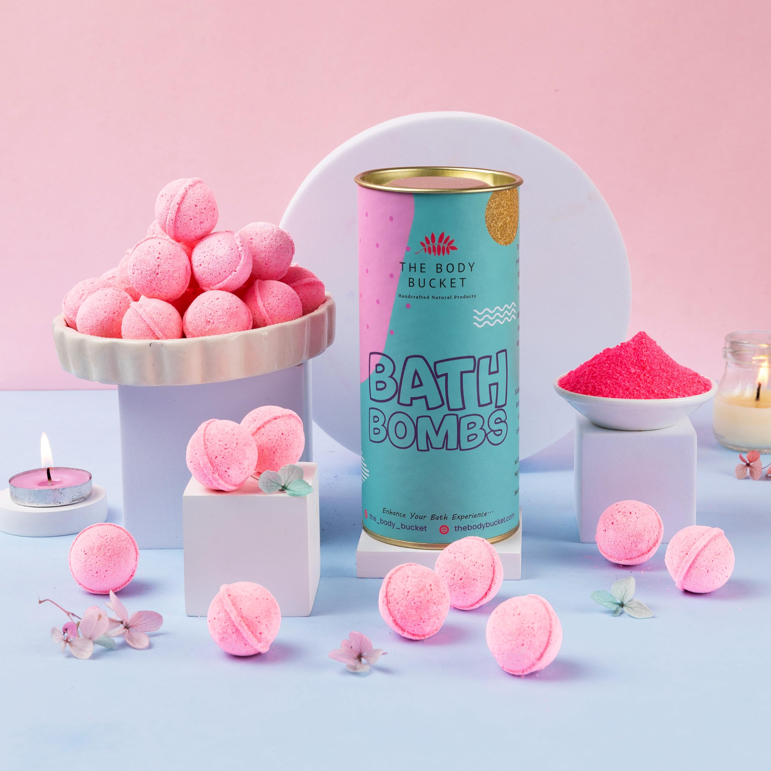 Mini Bath Bomb - Fluorescent Pink Peachy Blush (10 Grams Each -Pack Of 15)|Natural And Handcrafted With Aromatic Fragrance|For Fizzes Spa & Pedicure|For Kids, Men & Women