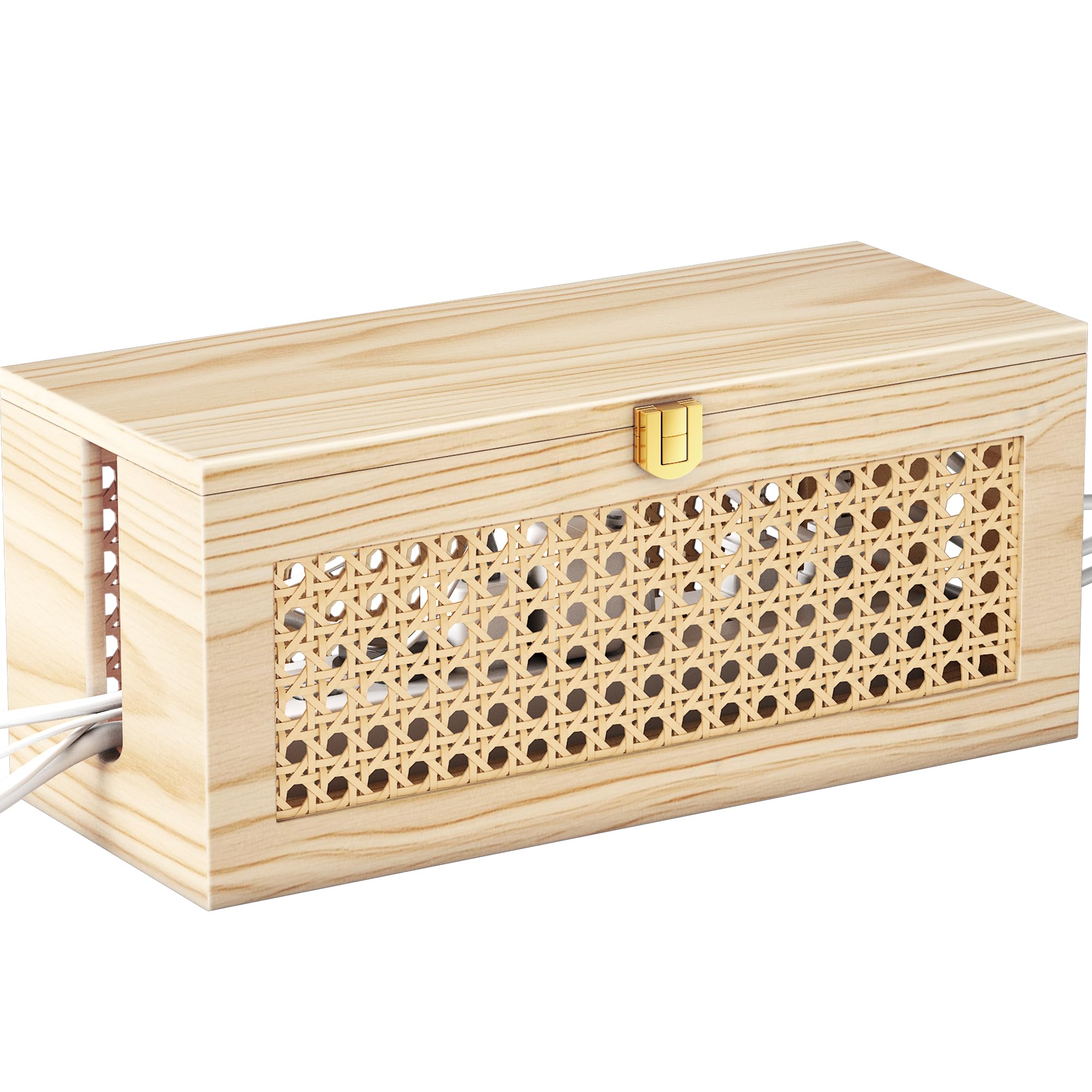 Cable Management Box, Cable Organizer Box Safe for Kids and Pets, 2 Open Slots Cords Hider Box for Power Strips, Computer Router, USB Hub 12.5