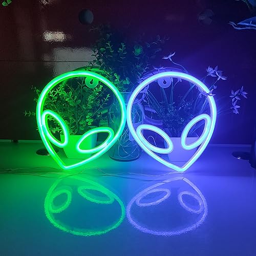 Miniatura 5 de JYWJ Luz de neón alienígena, USB o 3-AA funciona con pilas de neón, decoración de pared de escritorio LED, varias fiestas, decoración de locales