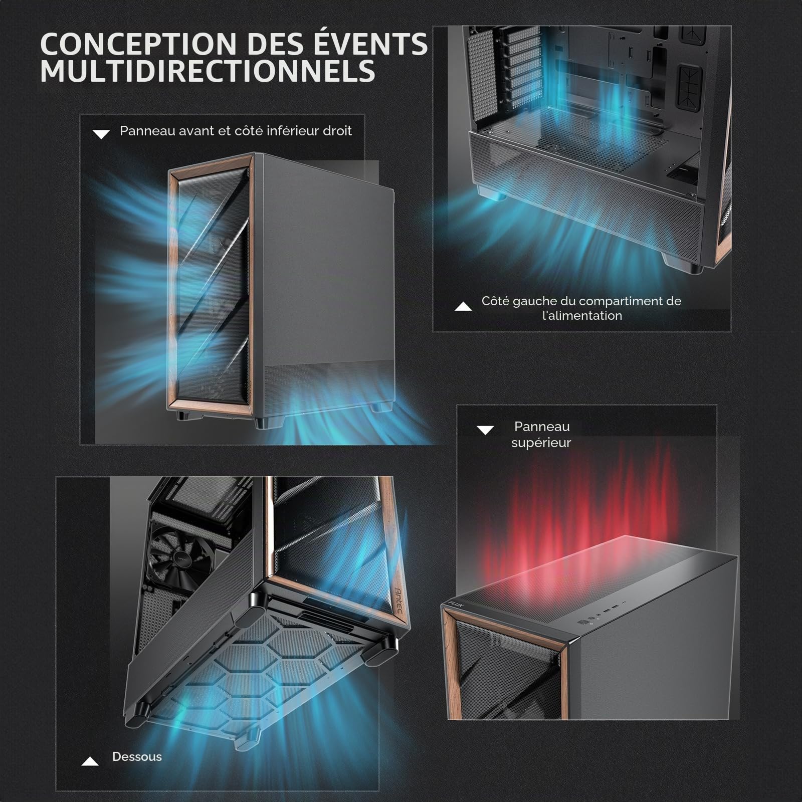 ANTEC Flux Boîtier PC Tour midi Gaming ATX, Noir
