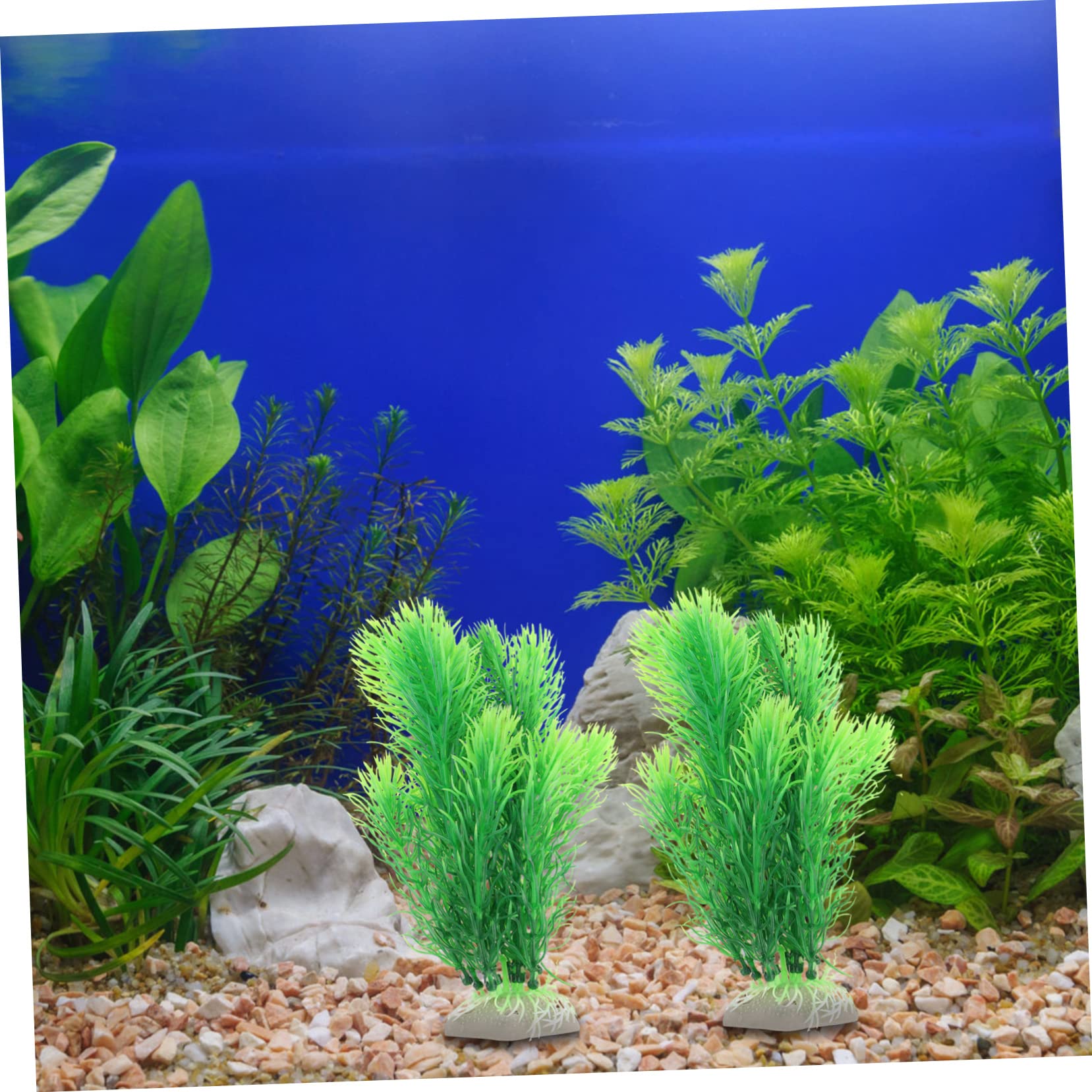 2 Pack Artificial Aquarium Grass Plants - White Realistic Fish Tank Decor, Safe Plastic Embellishment