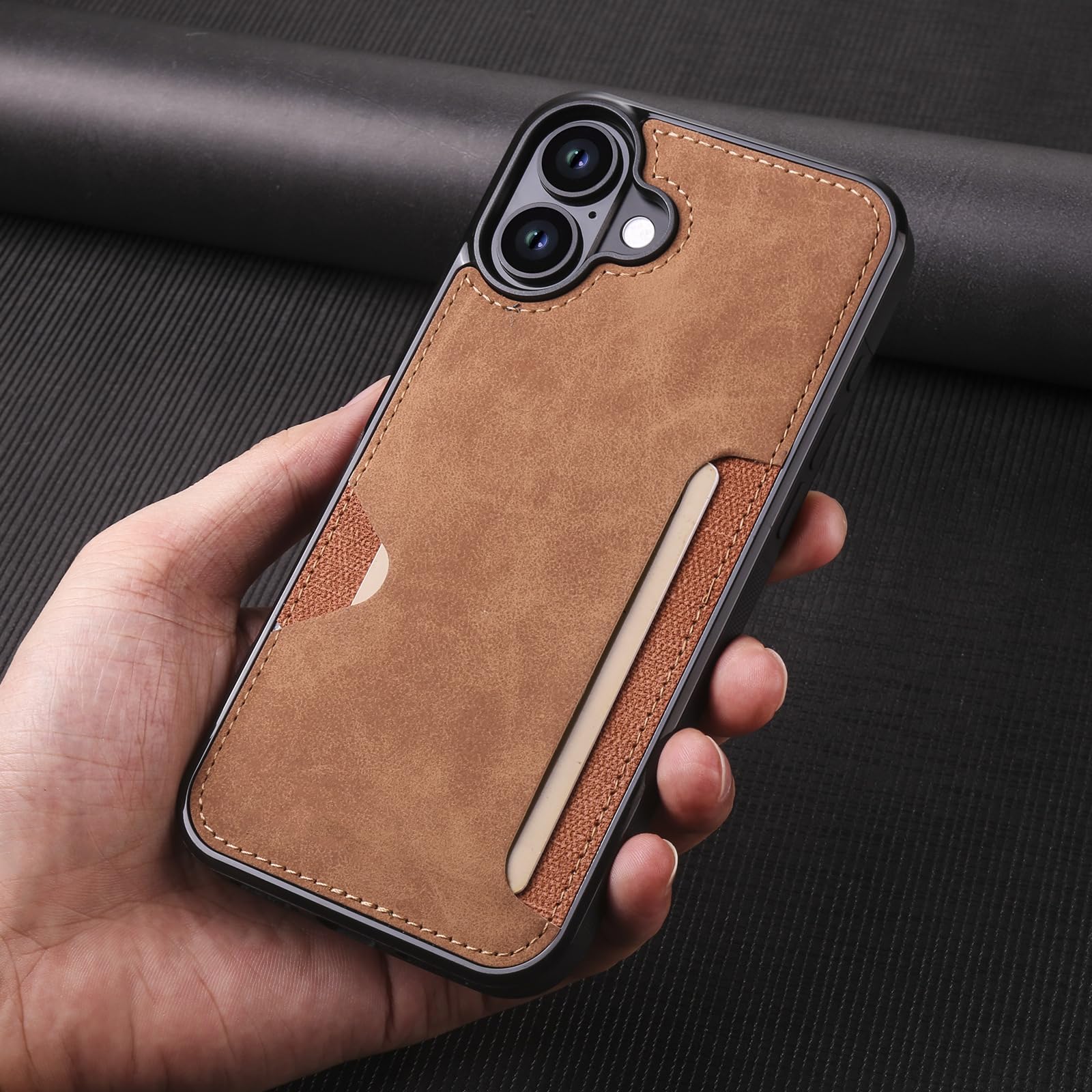 Etui na iPhone'a 17 Pro Max/17 Pro/Air/17, lekkie cienkie skórzane etui z przegródkami na karty, czerwone, 17 Pro