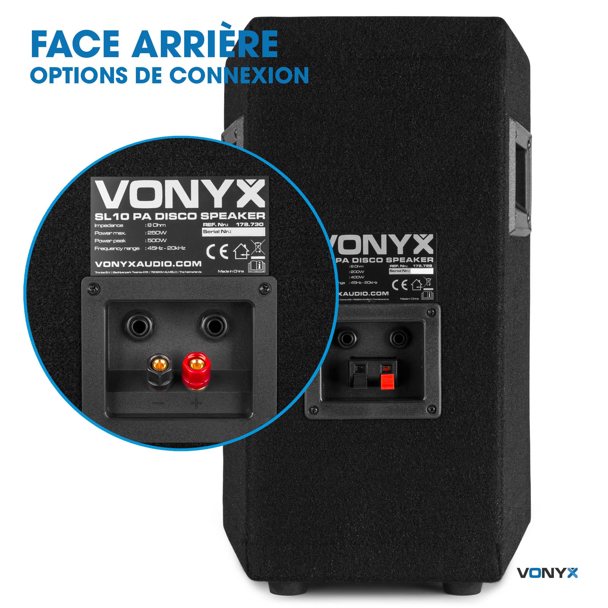 VONYX SL10 Enceinte Sono Passive, Puissance de 500 Watts, Woofer 10 Pouces, Facile à Transporter avec Ses Poignées, Montage sur Pied, Enceinte Sono Idéale pour DJ Mobiles et Soirées à la Maison