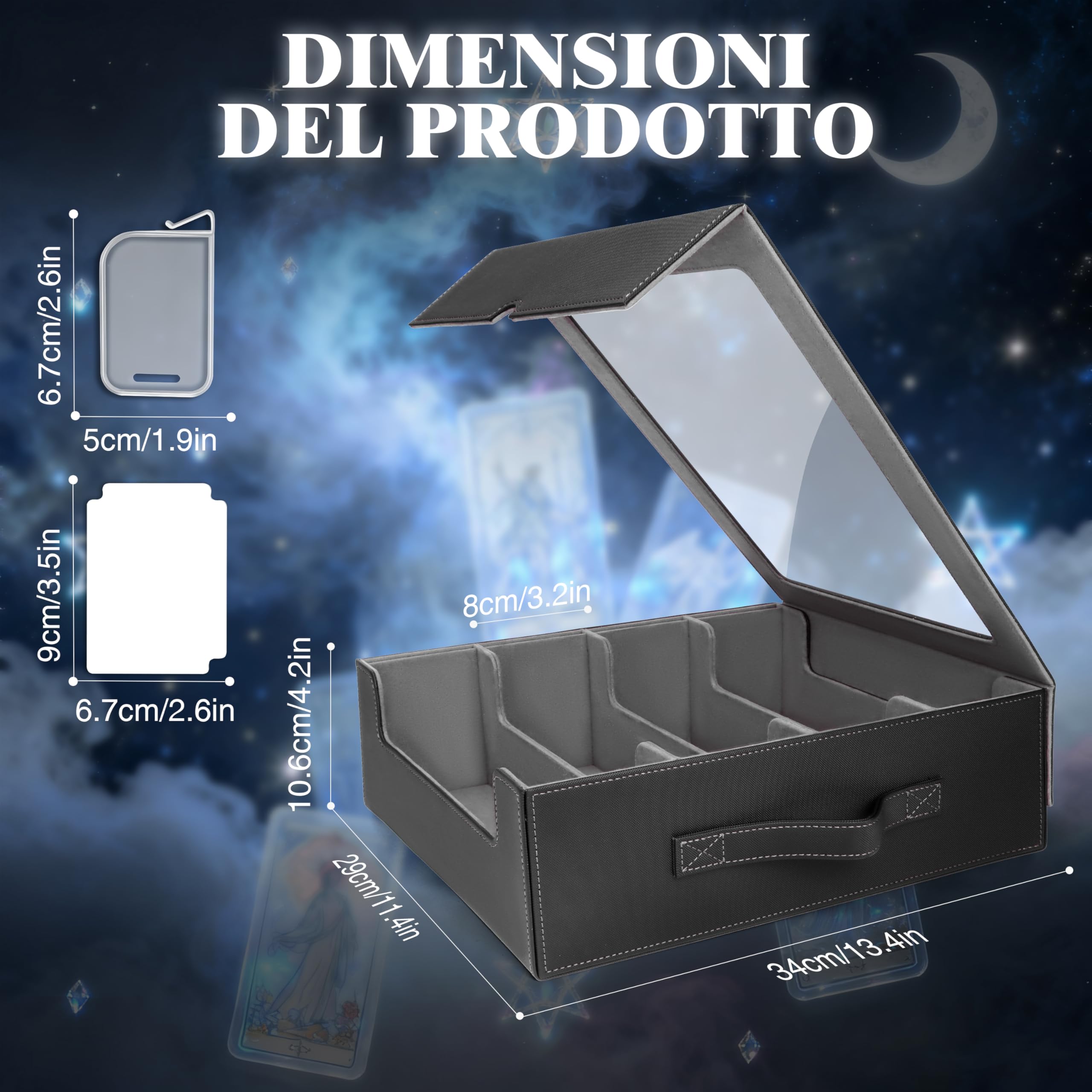 Charmofun Deck Box per Carte, Magnetic Scatola di Carte da Collezione per Oltre 2800+, Porta Deck con Pelle PU e Chiusura Magnetica, 10 Divisori per Carte, 4 Clip Divisorie (Grigio, 2400+)