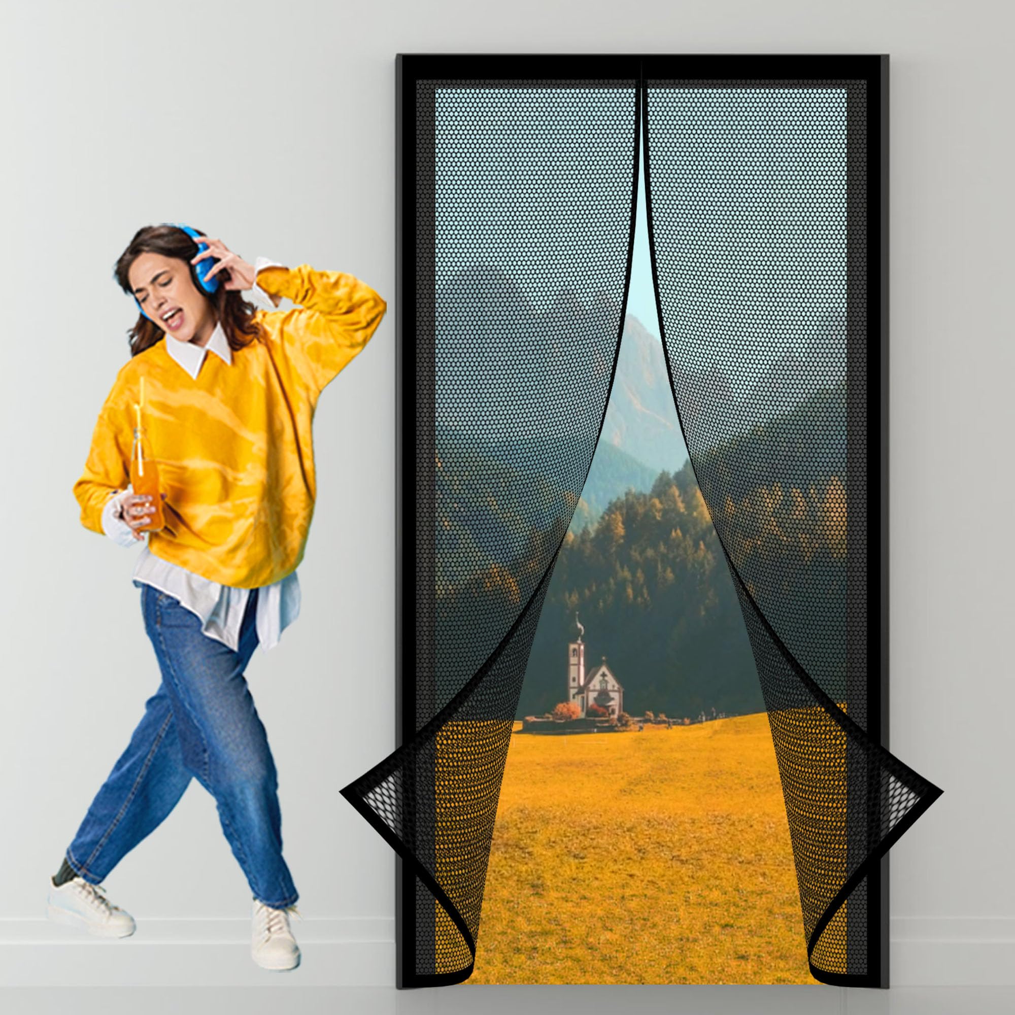 Moustiquaire pour porte de balcon et terrasse rideau maille 108 x 194 cm