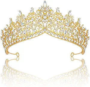 Wecoe Tiara Crown for Women Girls Birthday Princess Queen Crown Adult Women Quinceanera Fairy Crown Wedding Bridal Prom Accessories Crowns Party Favors Decorations Gifts for Her