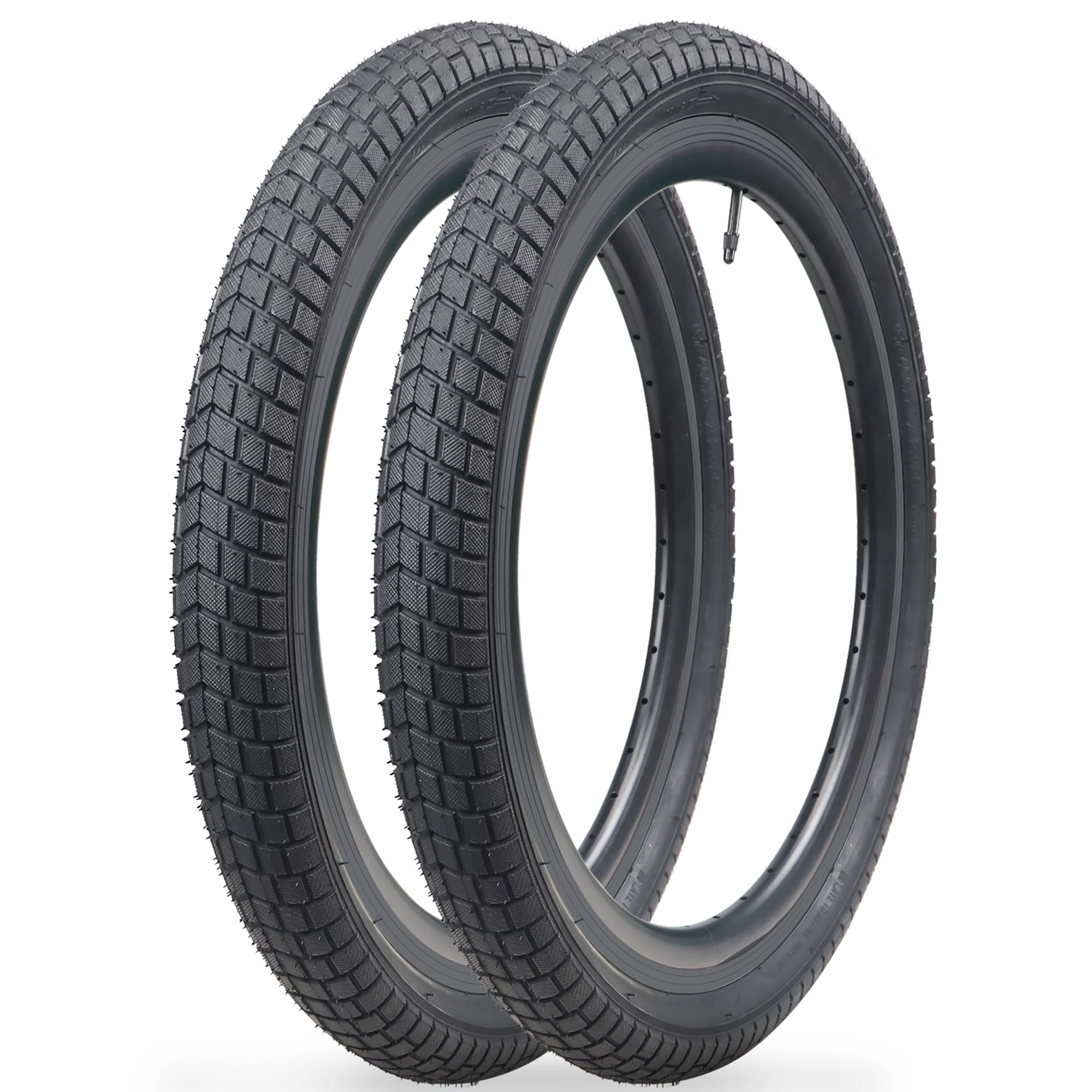 WEEROCK 20 Inch Kid Bike Tire Girls Boys Bicycle Tires 2 Pack Colorful Tires with Inner Tubes Foldable Replacement Tyres for 20" Kid Child Bike BMX MTB, Multi-Colour