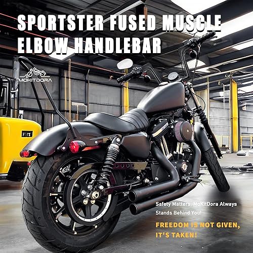 Miniatura 2 de MoKitDora Sportster Mini Ape Hanger - Barra de codo muscular fusionada con abrazadera de 1.25 pulgadas de altura de 1.25 pulgadas para modelos