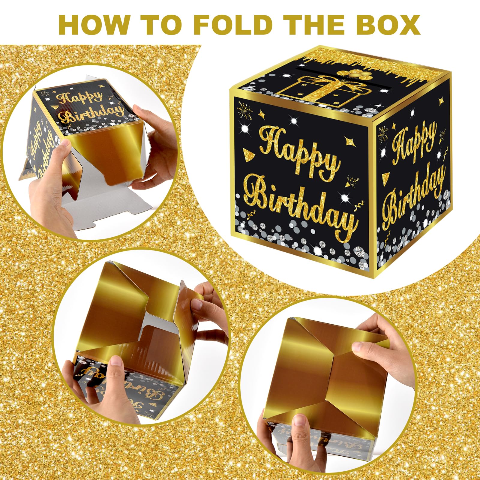 Scatola Regalo A Sorpresa Per Soldi - Compleanno, Nero E Oro, Fai Da Te, Con Buste E Biglietto
