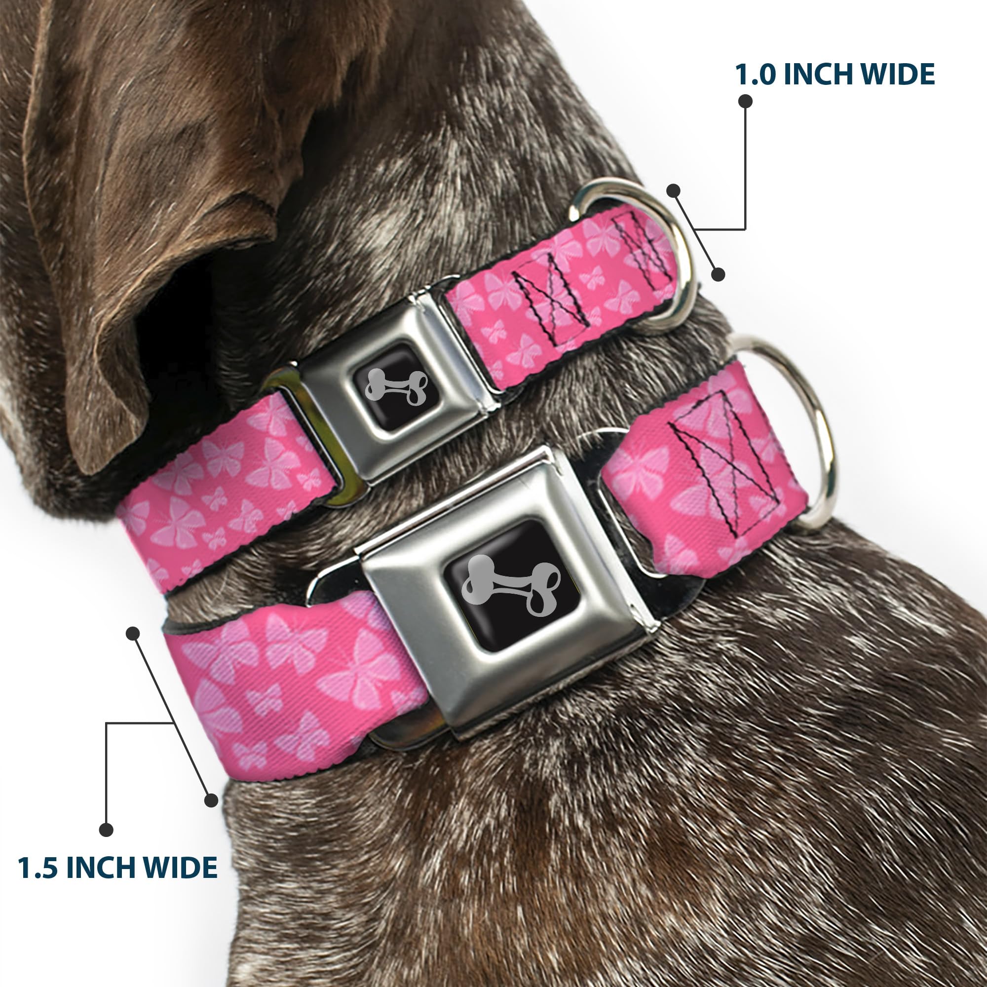 Buckle Down Farfalle Rosa Collare Bone Largo, Small/13 – 45,7 cm