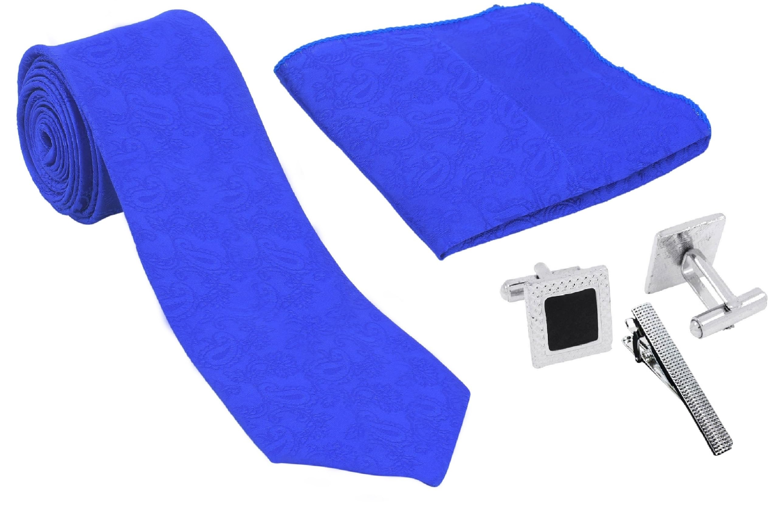 fashmade “where fashion is made” FashMade Premium Italian Silk Tie, Pocket Square with Square Brass Cufflinks & Silver Honeycomb Tie Pin Combo in Leather Gift Box for Men – Formal & Wedding Set tp-4-picture-37