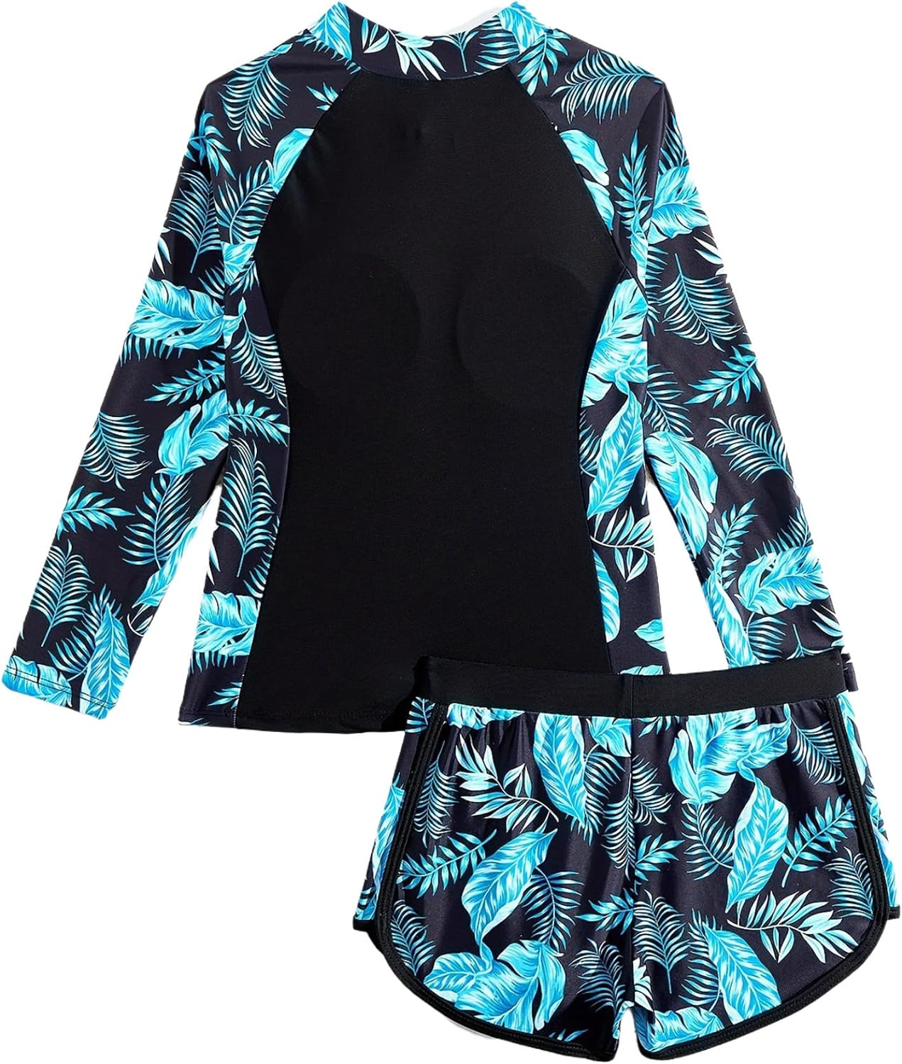 Big Girls UPF 50+ 2 Pieces Rash Guard Sets Floral Swim Shirts with Shorts Sporty Swimwear