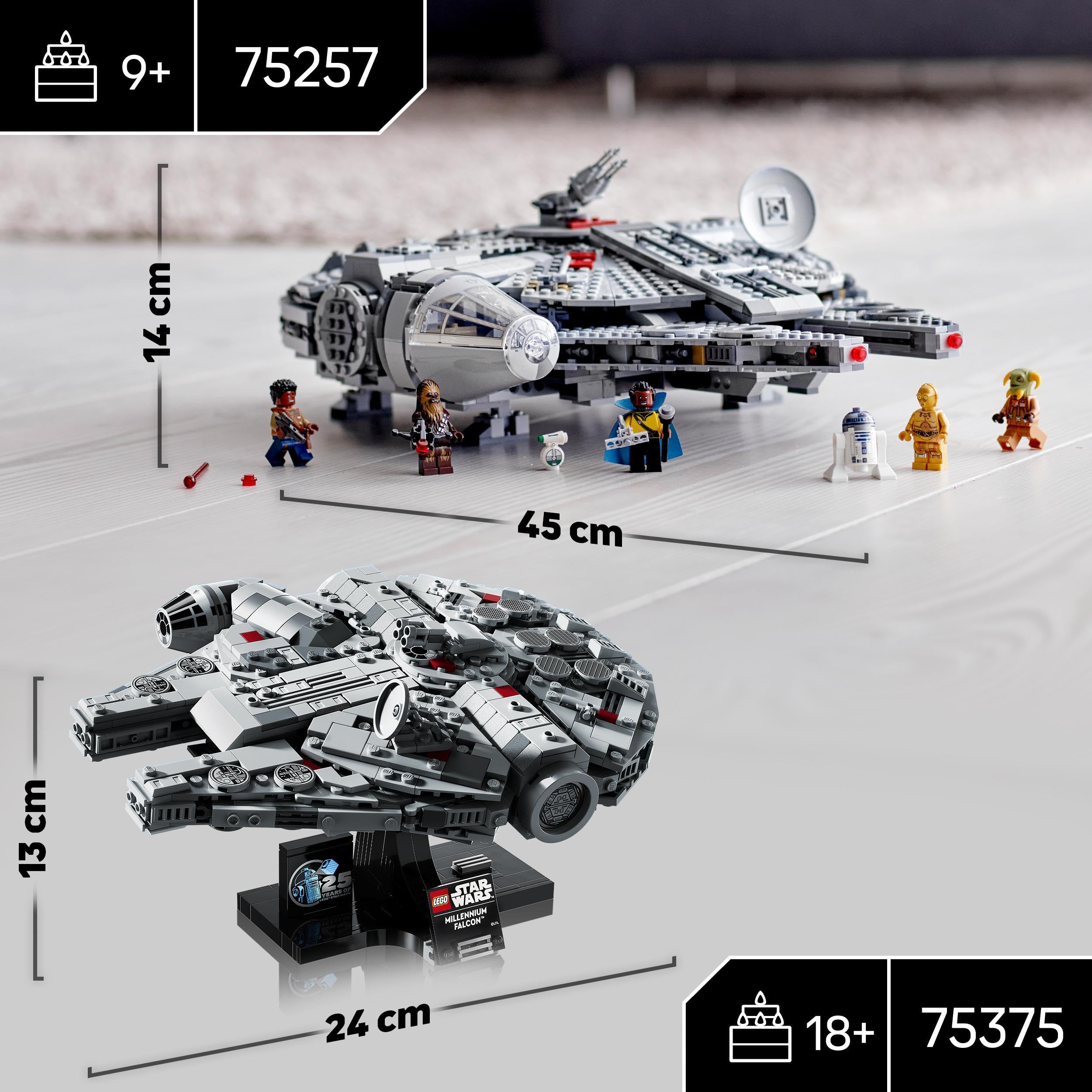 LEGO Star Wars Millennium Falcon Bauspielzeug für Kinder, Jungen & Mädchen, Modellraumschiff-Set mit 7 Figuren inkl. Finn und Chewbacca, C-3PO und R2-D2, The Rise of Skywalker Geschenke 75257