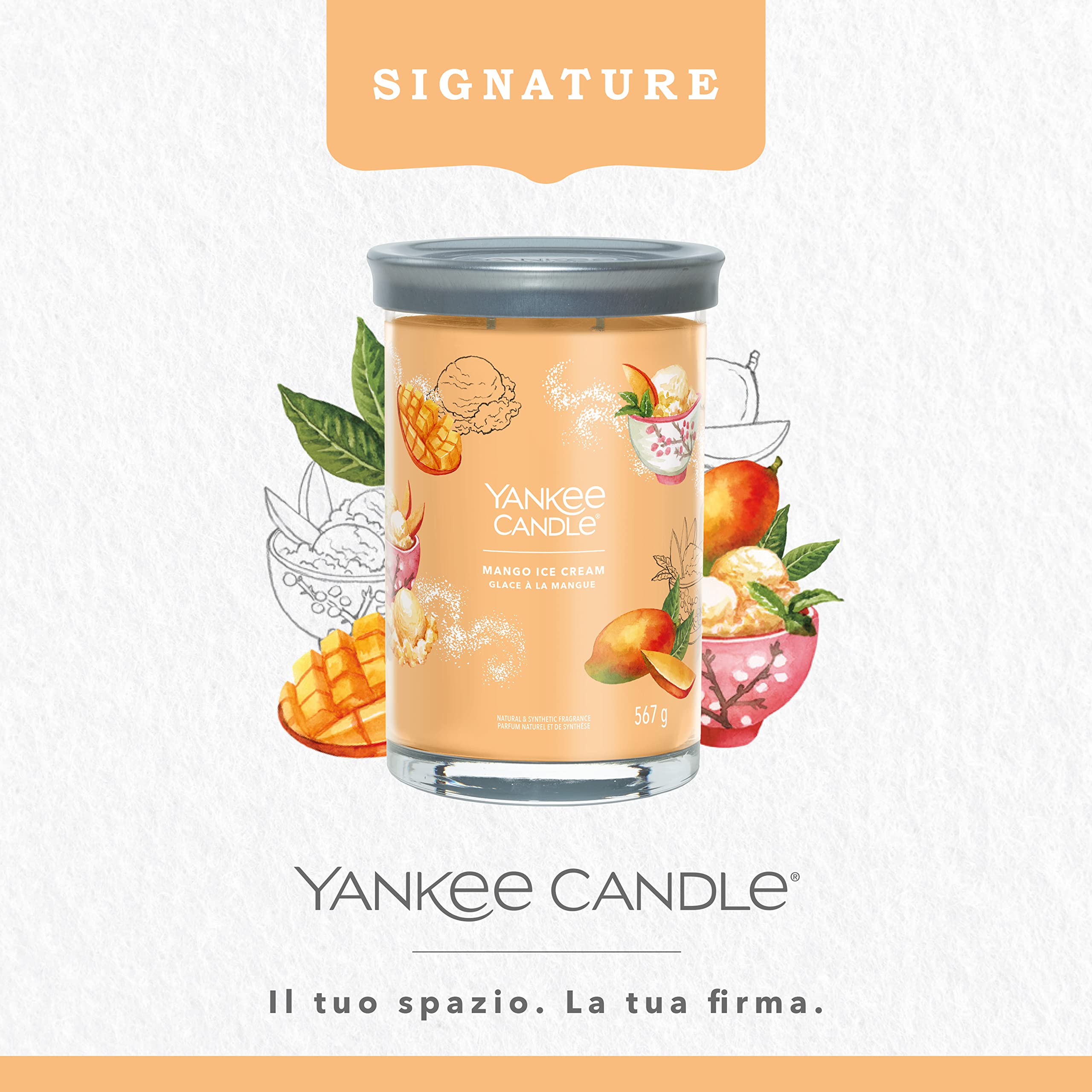 Yankee Candle Signature candela profumata | Gelato al mango in tumbler grande | Candele di miscela di cera di soia lunga durata | regalo perfetto per le donne