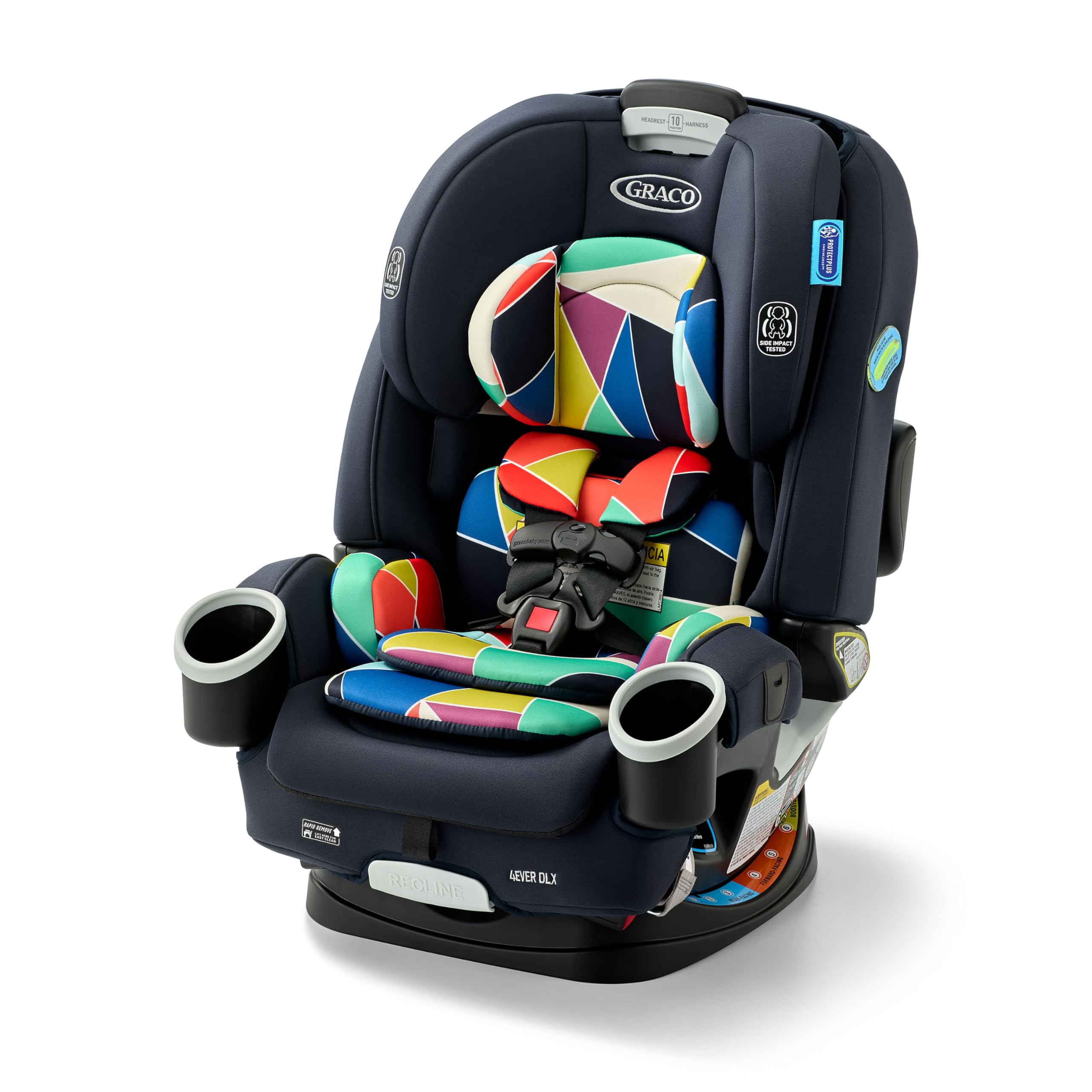 Graco 4Ever DLX 4-in-1 Car Seat, Infant to Toddler Car Seat, with 10 Years of Use, Rear-Facing, Forward-Facing, Highback and Backless Booster Seat, Geo Pop