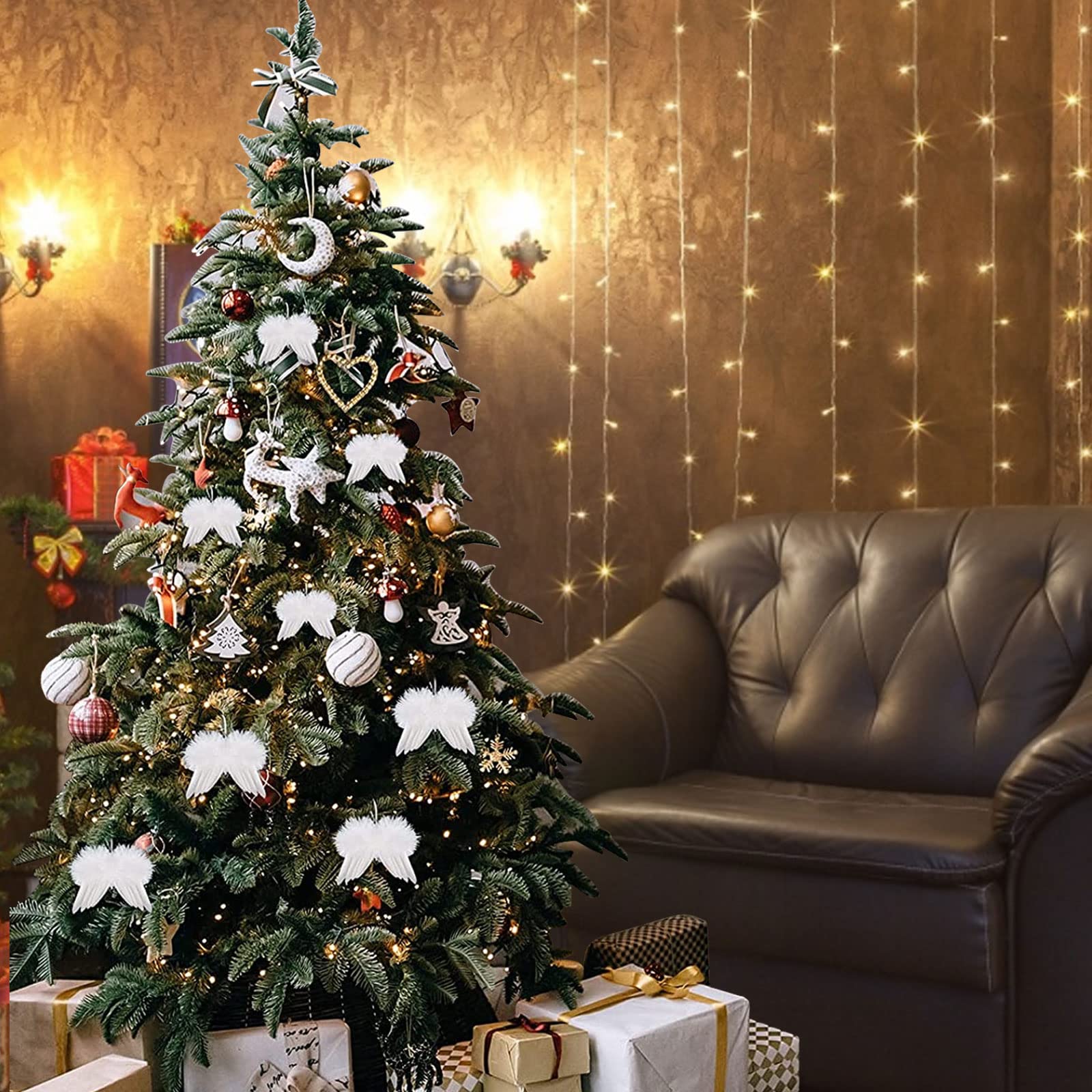 10 Pezzi Angelo Piuma, Pendente Ali d'Angelo dell'albero di Natale, Ali