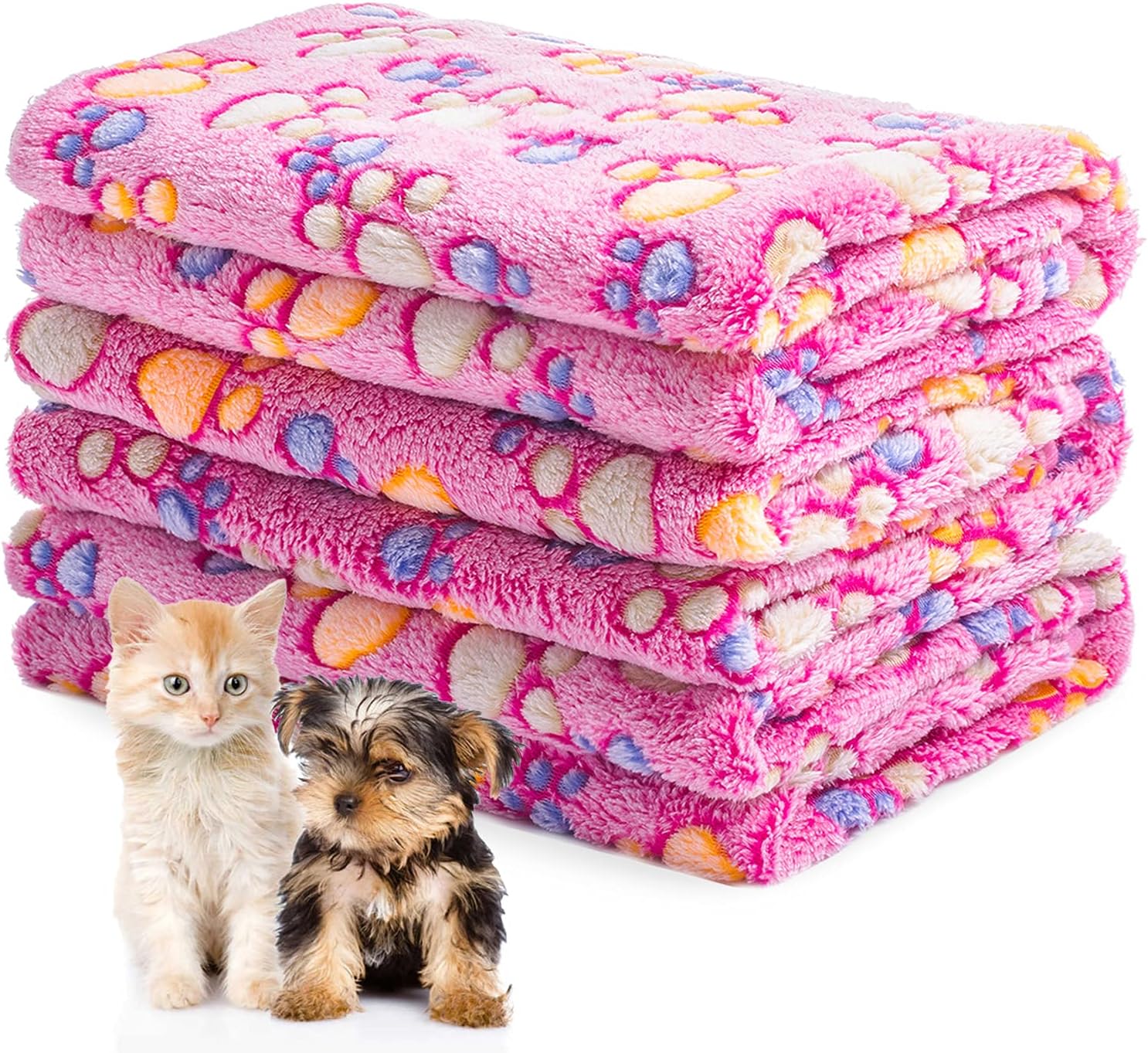 1 Pack 3 Dog Puppy Blanket Small Couch Soft Fleece Pet Cat Throw Blankets Warm Paws Bed Car Washable Pink : Pet Supplies