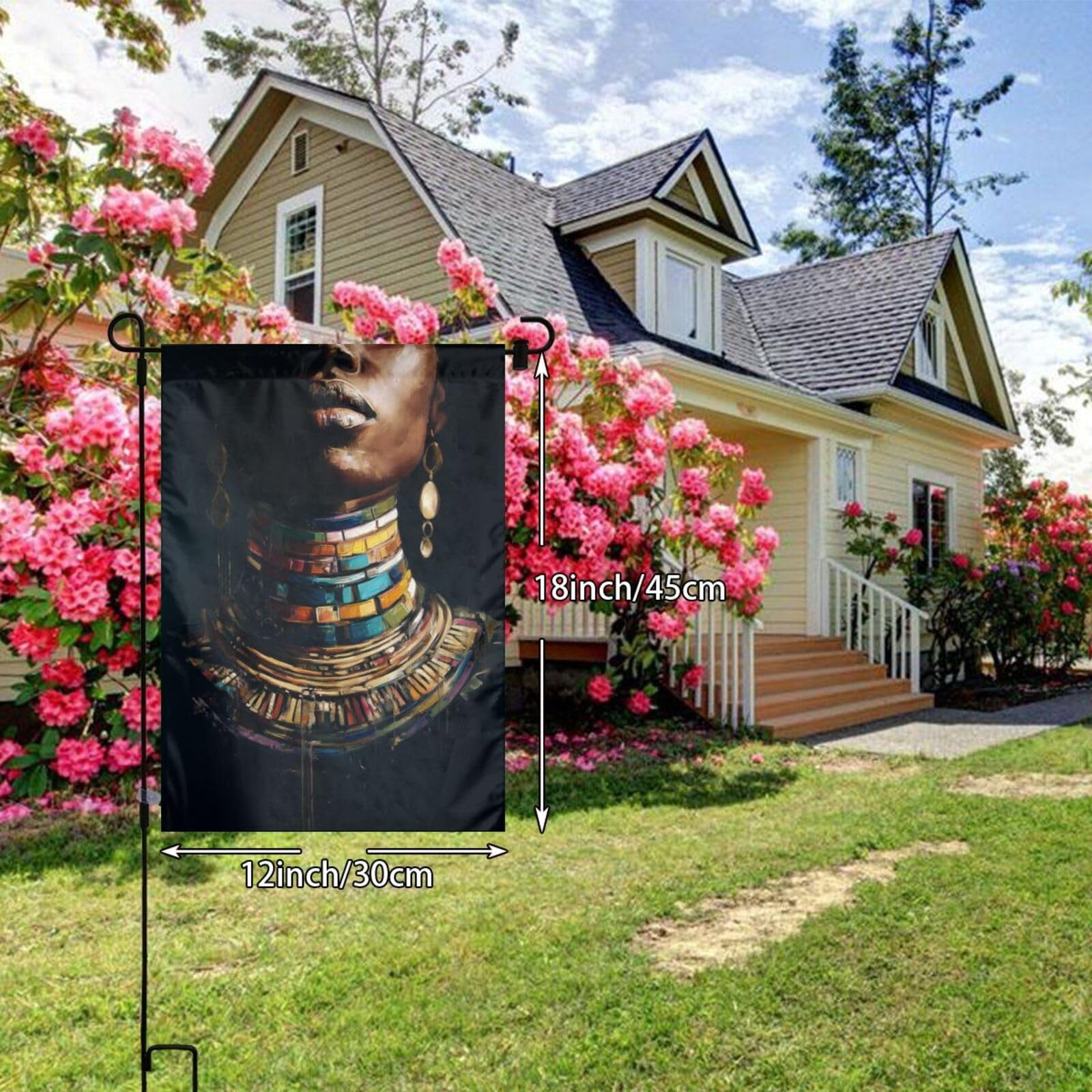 African Woman Colorful Necklaces Garden Flag 12x18 Vertical Double Sided Farmhouse Holiday Outside Decorations Yard Flag