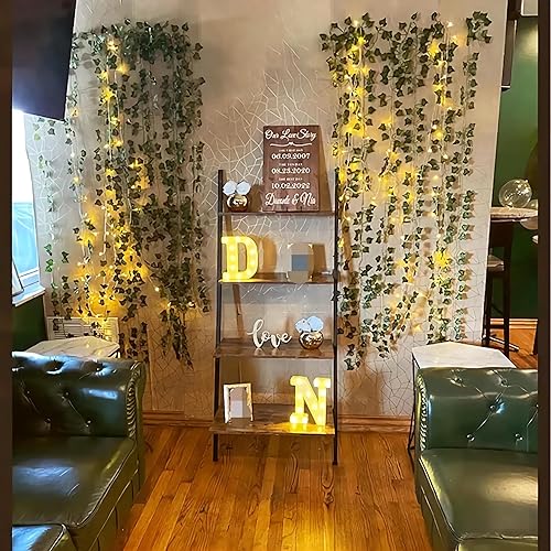Miniatura 7 de BLEUM CADE 20 hebras de enredaderas falsas de 140 pies para dormitorio con cadena de luces de 66 pies, lindas enredaderas artificiales colgantes con