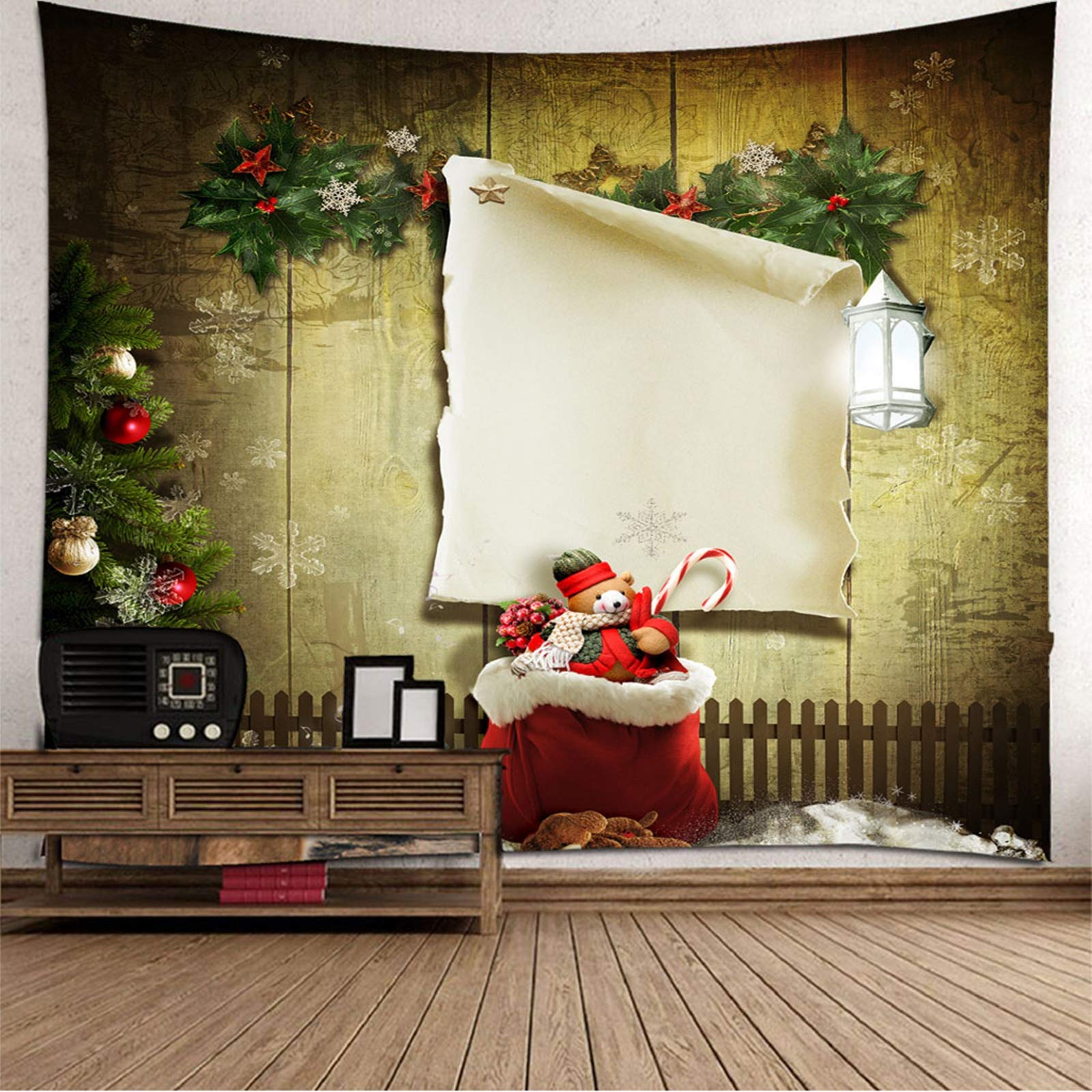 Dywany ścienne do powieszenia na ścianie, ozdoba na ścianę, wieniec bożonarodzeniowy, torba prezentowa, chusta na ścianę, 350 x 256 cm, dekoracja ścienna do pokoju dziecięcego, salonu, sypialni